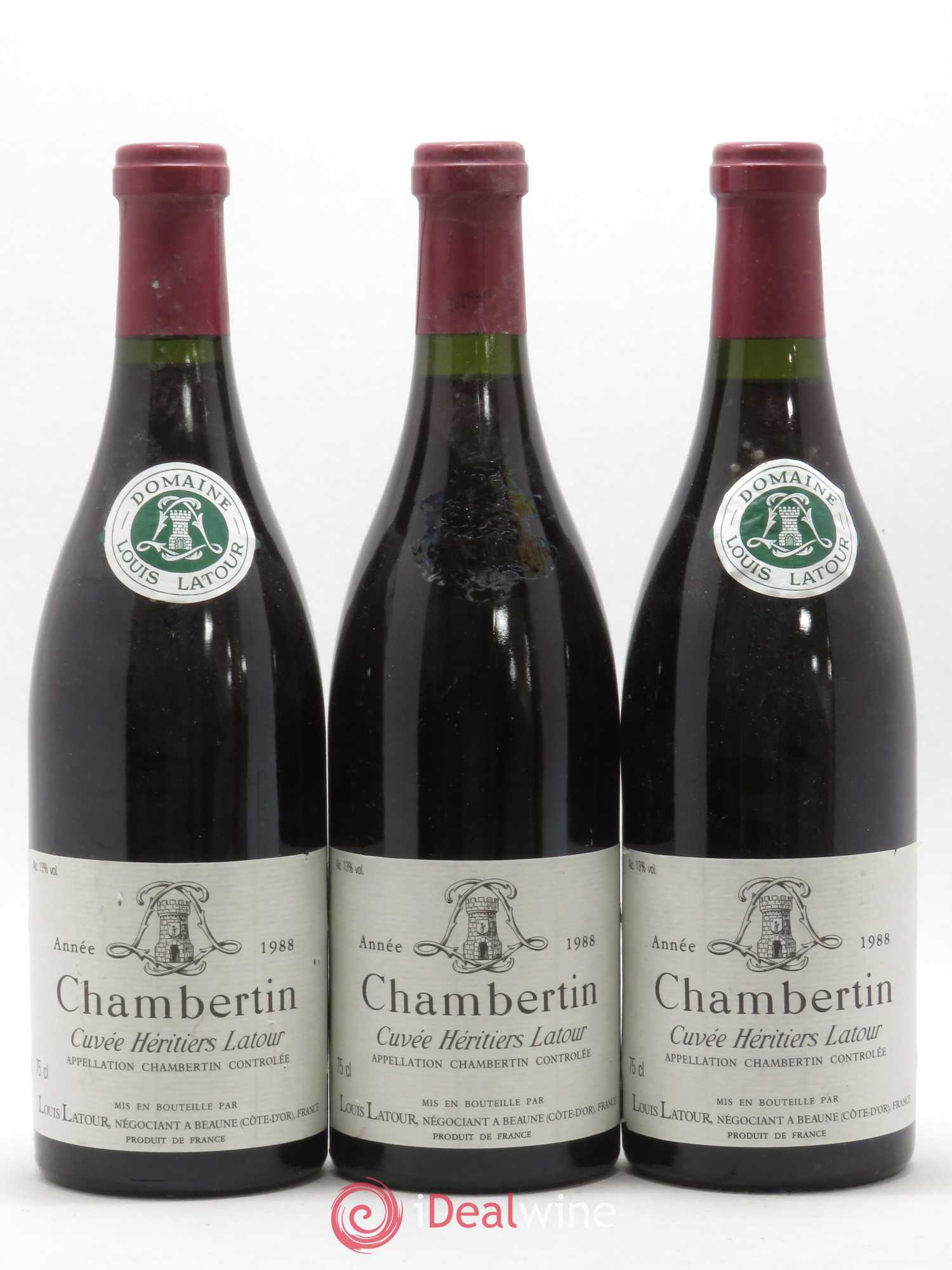 Chambertin Grand Cru Cuvée Héritiers Latour Louis Latour 1988 - Lot de 3 bouteilles - 0