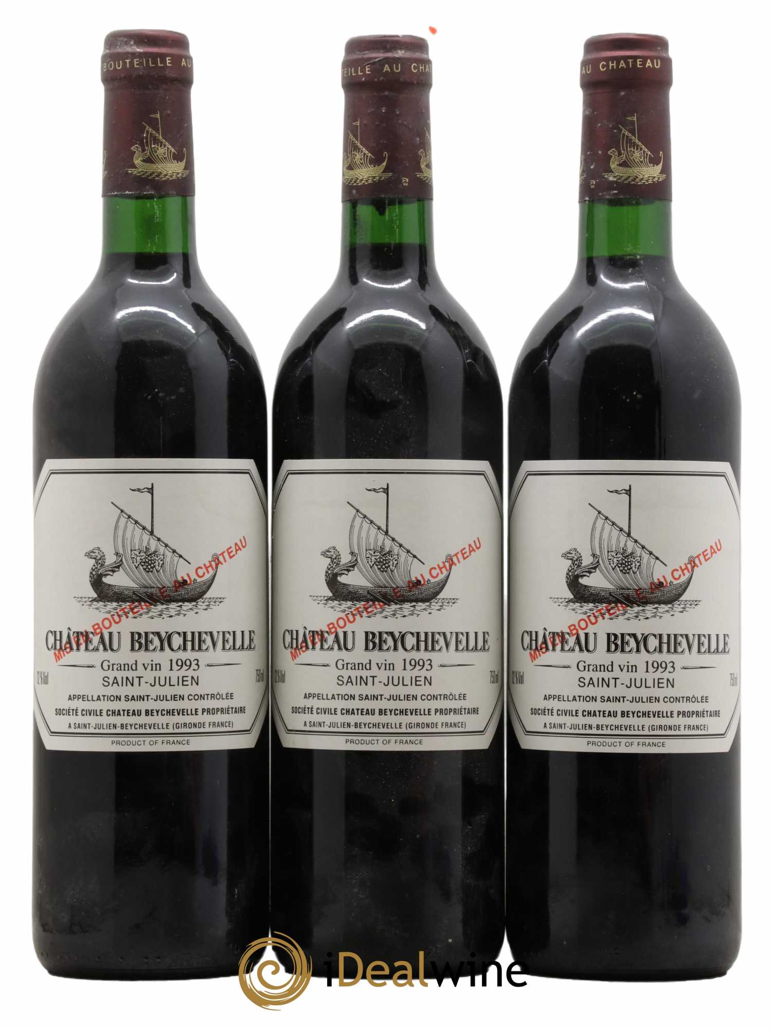 Château Beychevelle 4ème Grand Cru Classé 1993 - Lot de 3 bouteilles - 0