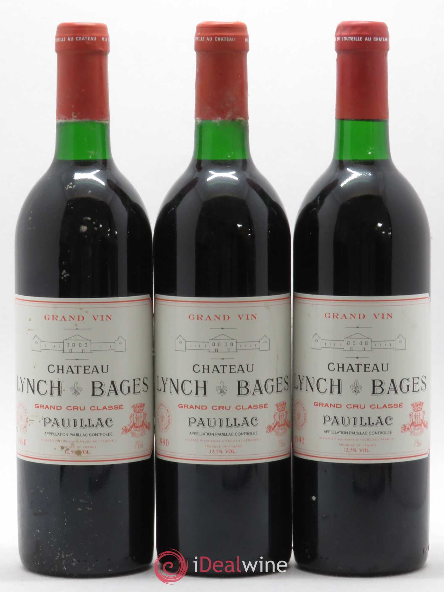 Château Lynch Bages 5ème Grand Cru Classé 1990 - Lot de 3 bouteilles - 0