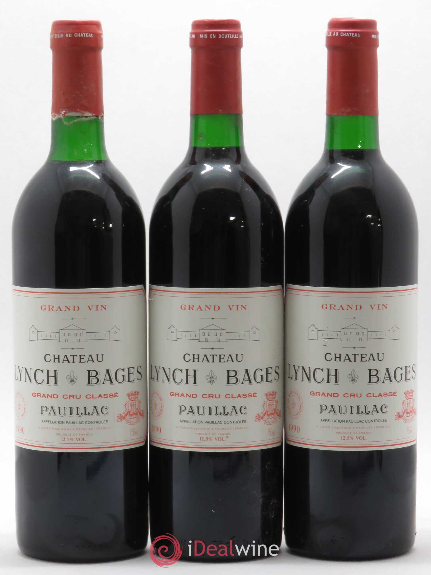 Château Lynch Bages 5ème Grand Cru Classé 1990 - Lot de 3 bouteilles - 0