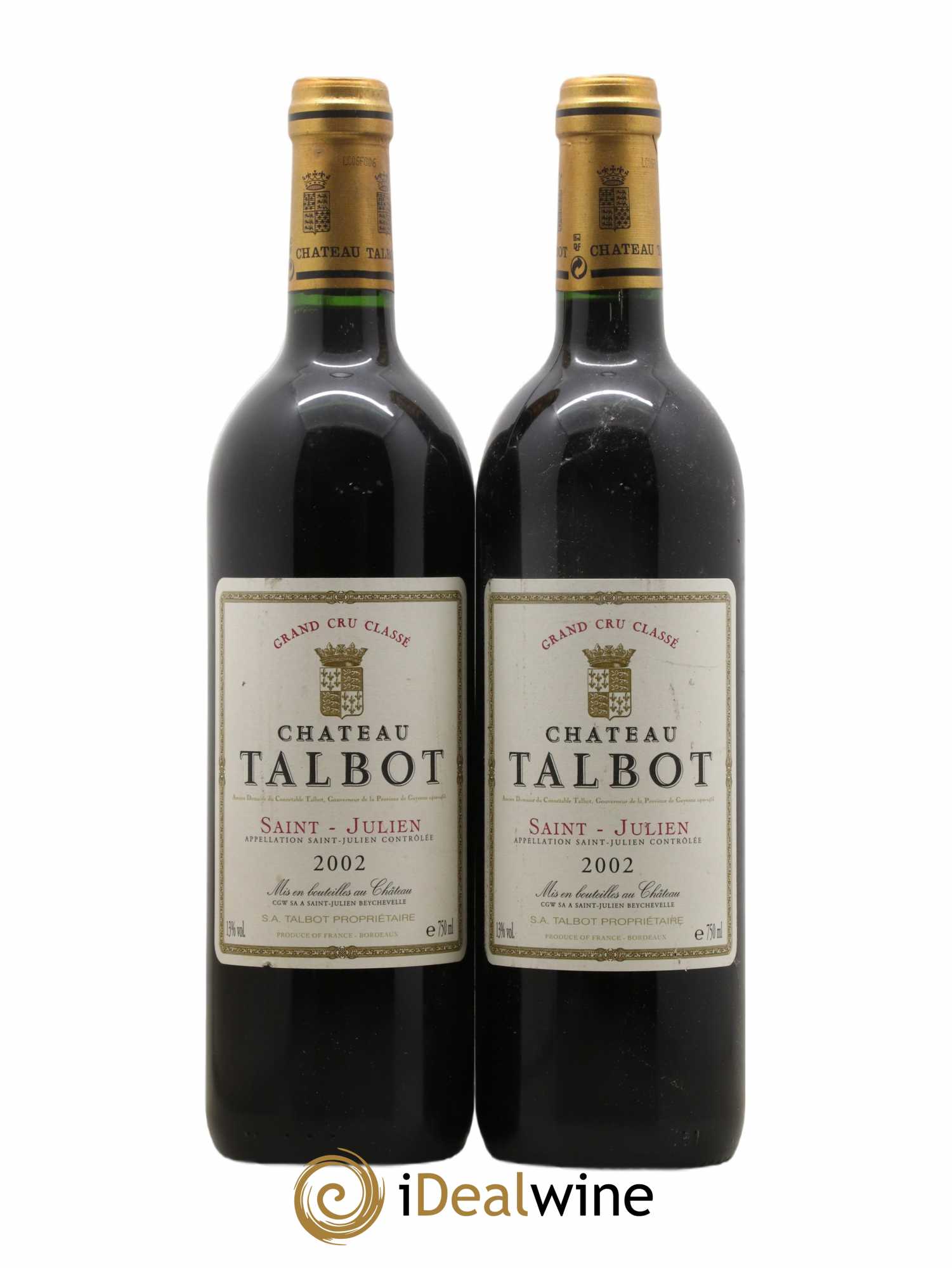 Château Talbot 4ème Grand Cru Classé 2002 - Lot de 2 bouteilles - 0