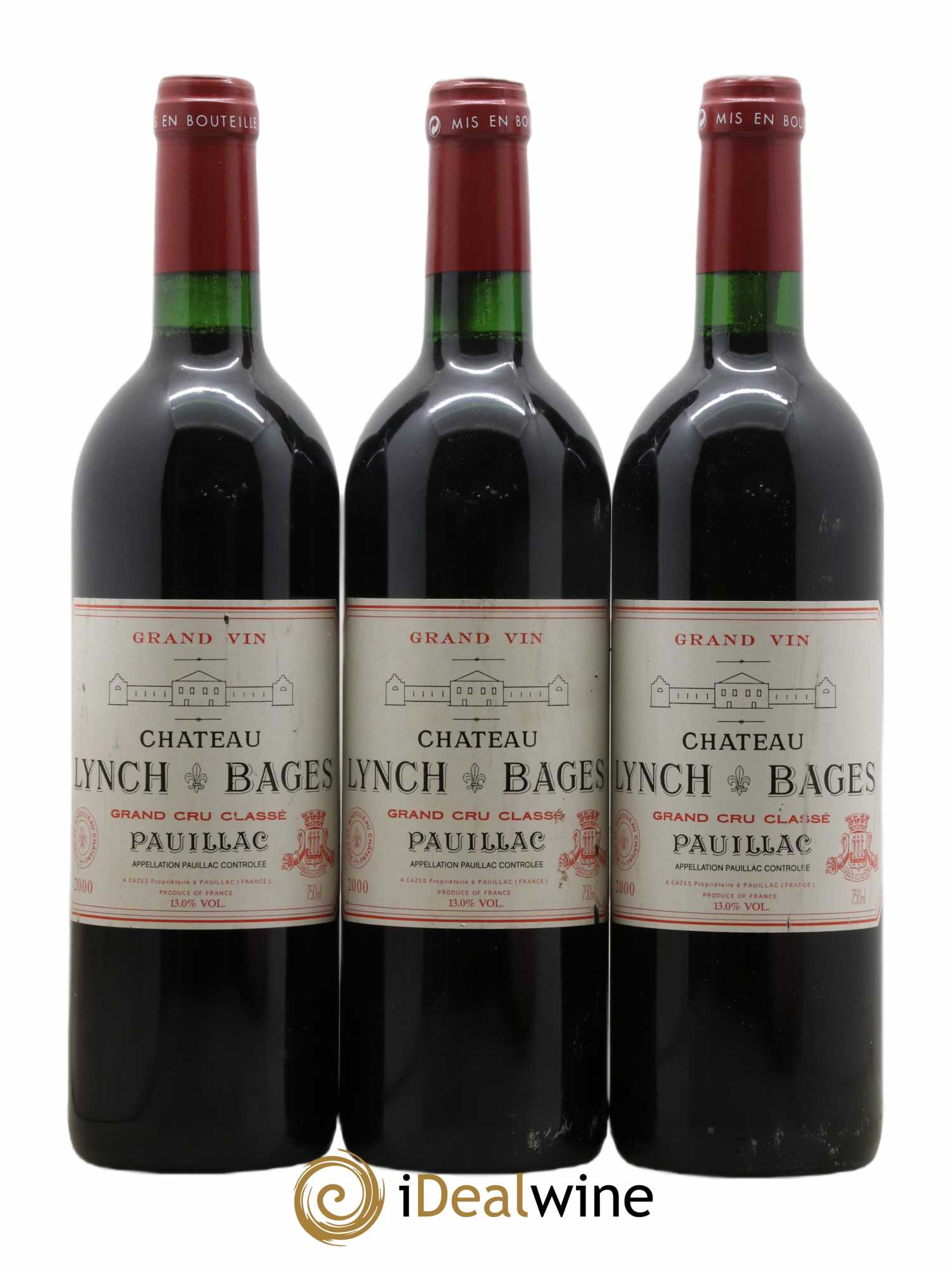 Château Lynch Bages 5ème Grand Cru Classé 2000 - Lot de 3 bouteilles - 0