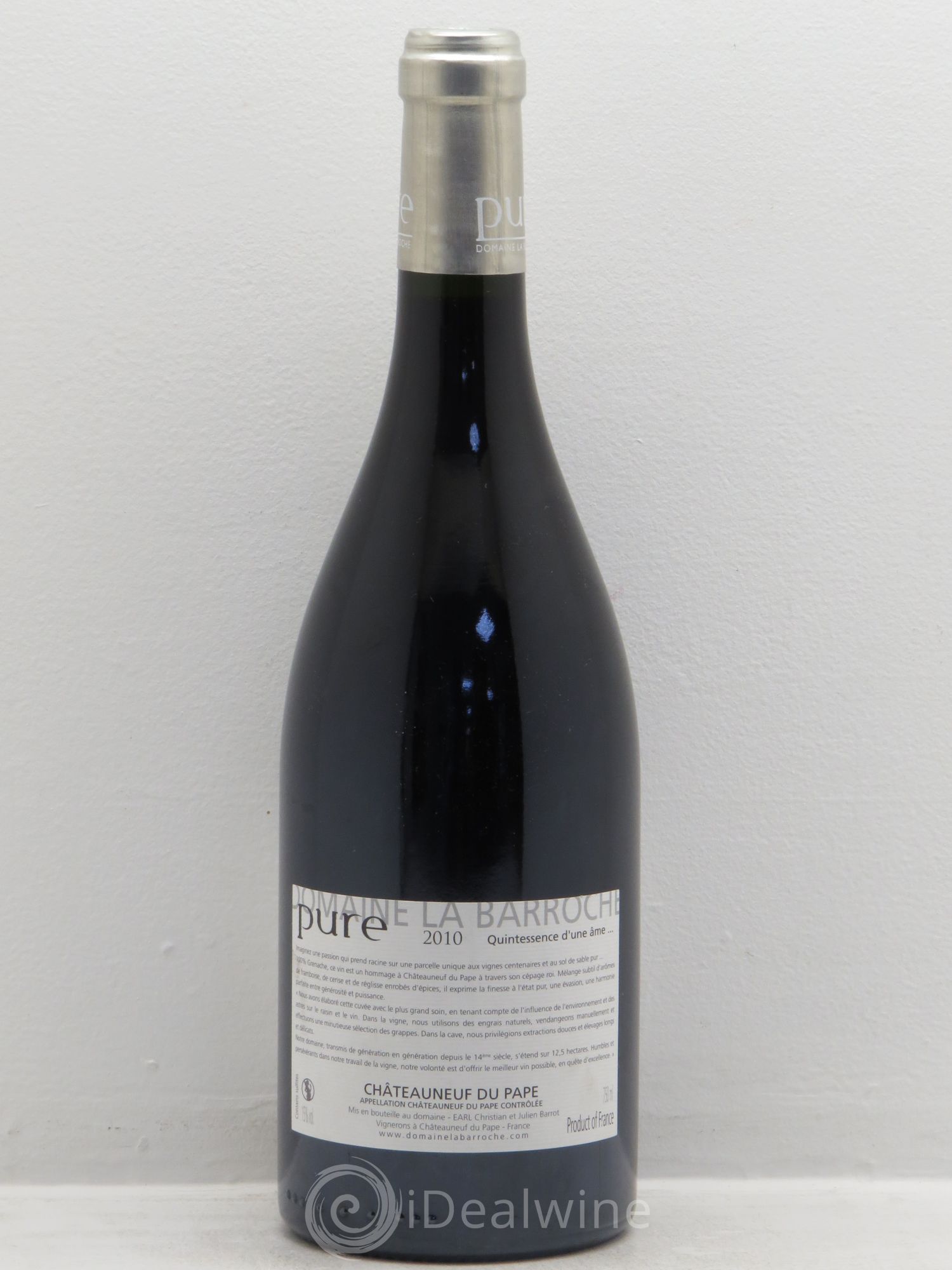 Châteauneuf-du-Pape Cuvée Pure Domaine La Barroche 2010 - Lot de 1 bouteille - 1