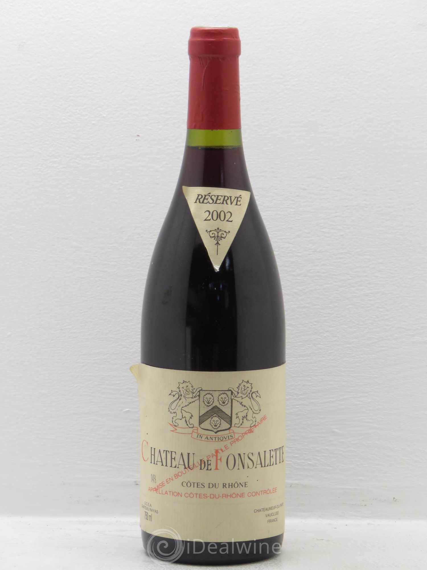 Côtes-du-Rhône Château de Fonsalette Emmanuel Reynaud 2002 - Lot de 1 bouteille - 0