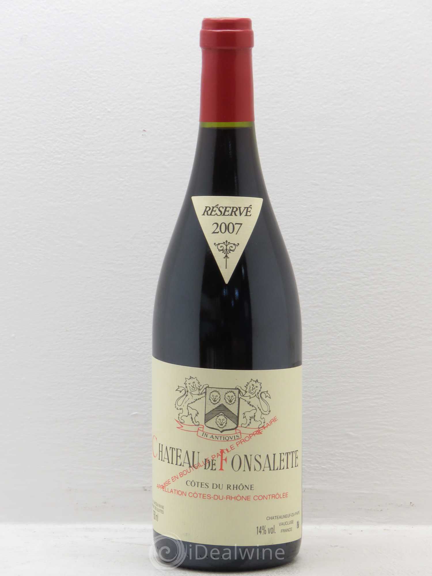 Côtes-du-Rhône Château de Fonsalette Emmanuel Reynaud 2007 - Lot de 1 bouteille - 0