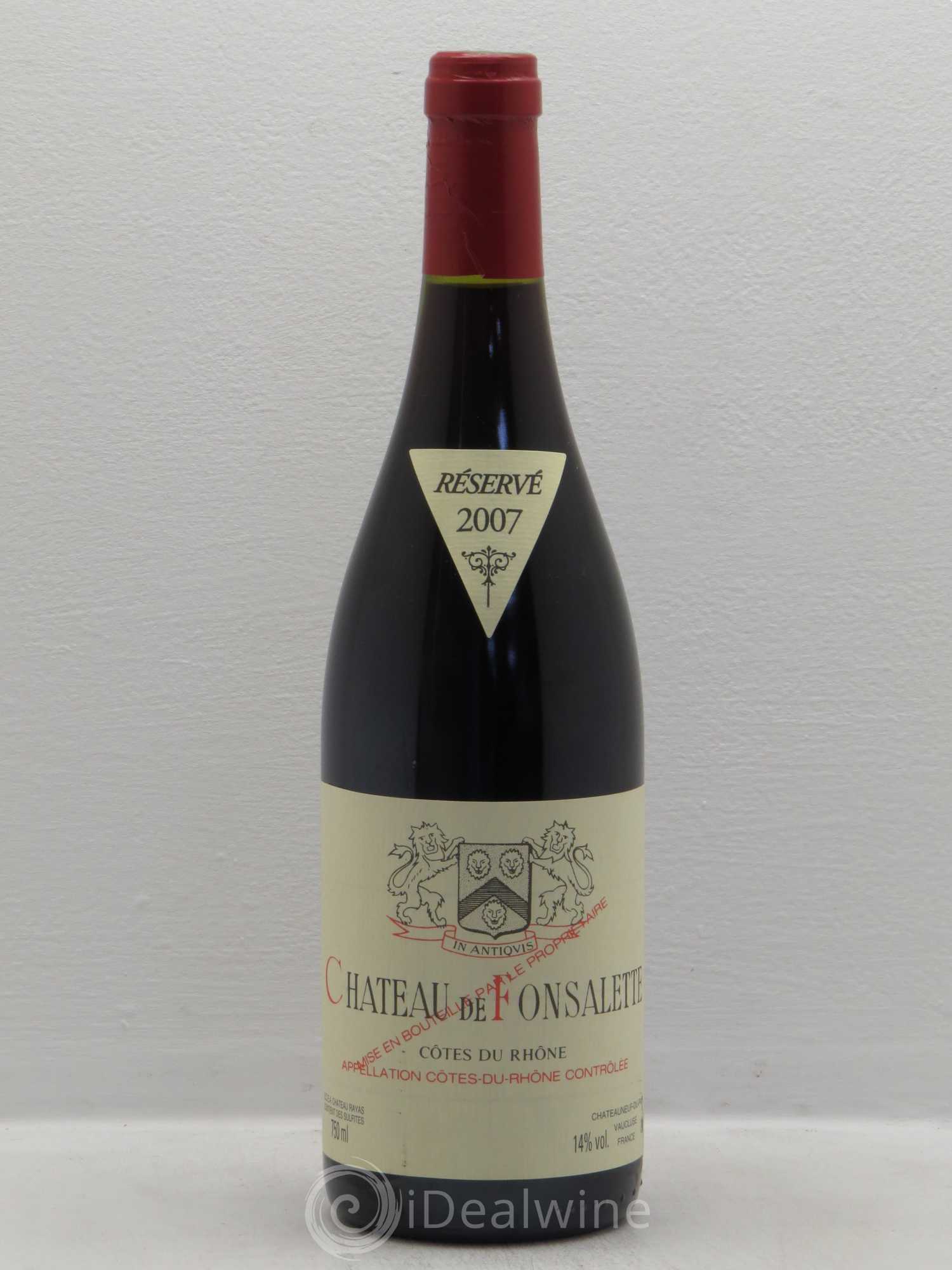 Côtes-du-Rhône Château de Fonsalette Emmanuel Reynaud 2007 - Lot de 1 bouteille - 0