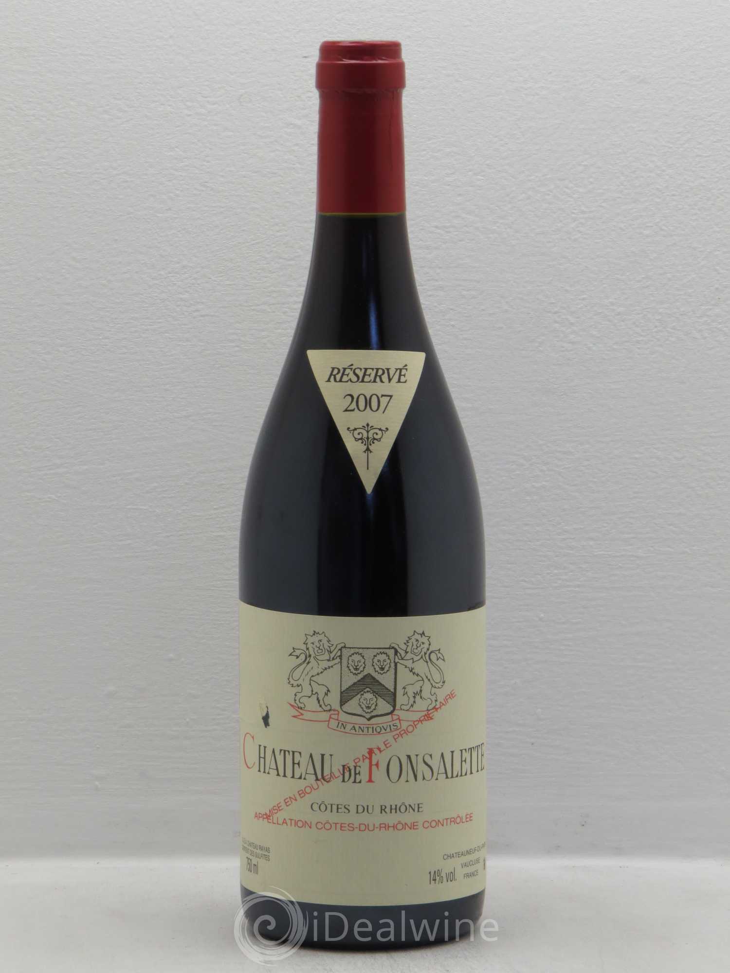 Côtes-du-Rhône Château de Fonsalette Emmanuel Reynaud 2007 - Lot de 1 bouteille - 0