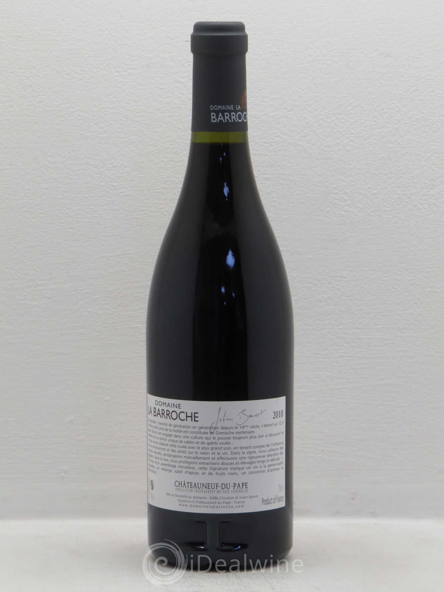 Châteauneuf-du-Pape La Barroche (Domaine de) Réserve Julien Barrot 2010 - Lot de 1 bouteille - 1