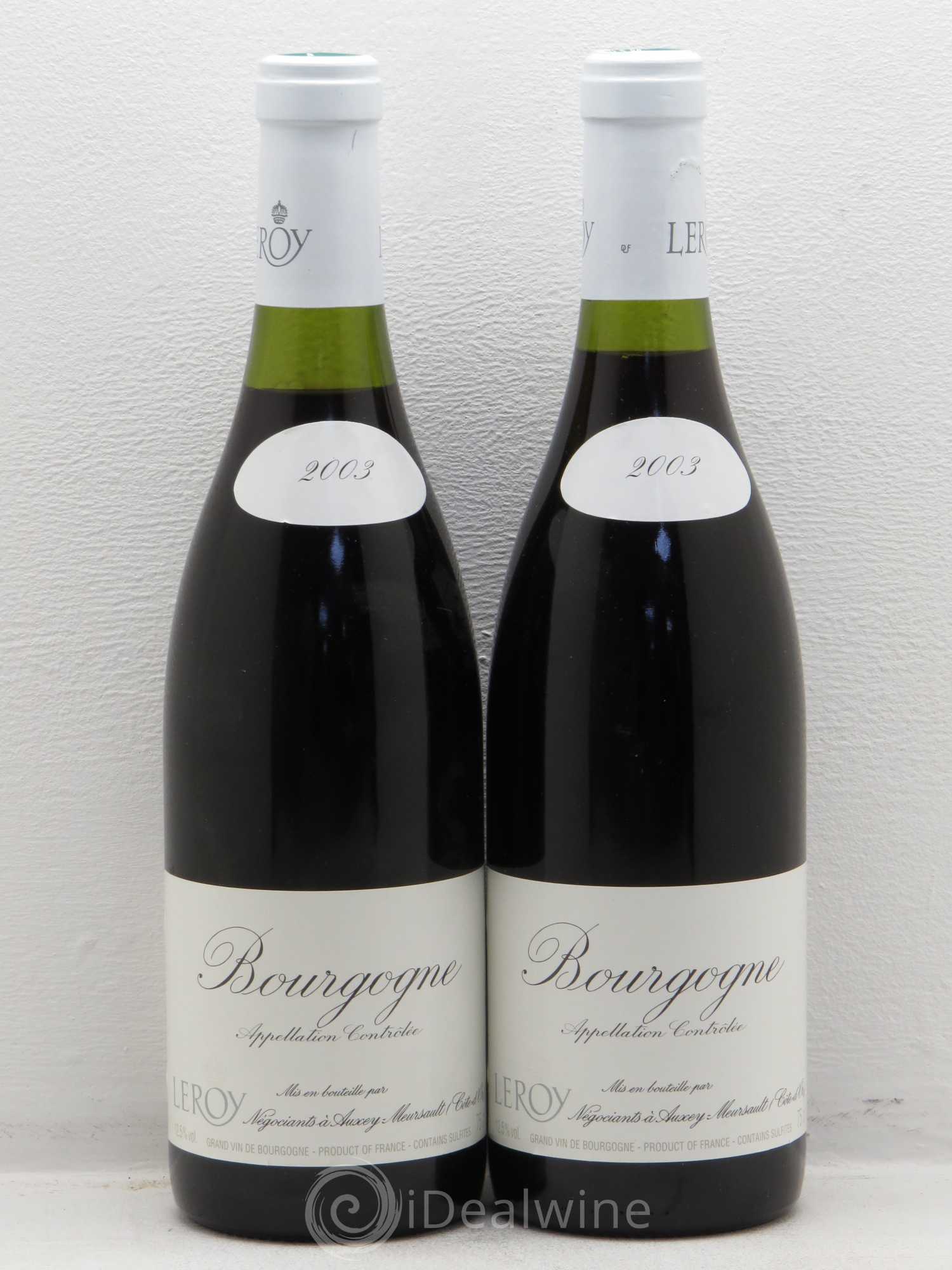 Bourgogne Leroy SA 2003 - Lot de 2 bouteilles - 0