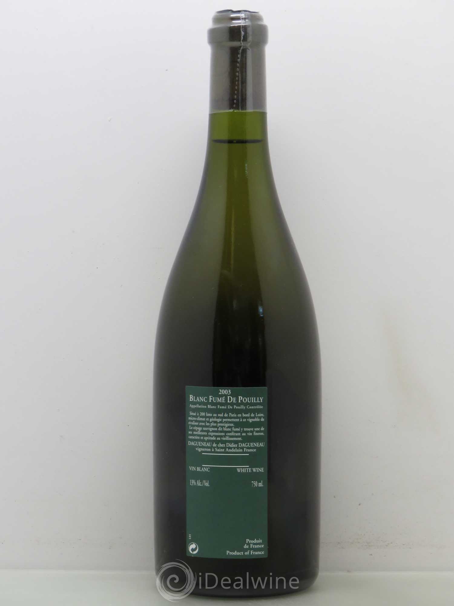 Vin de France (anciennement Pouilly-Fumé) Silex Dagueneau (Domaine Didier - Louis-Benjamin) 2003 - Lot de 1 bouteille - 1