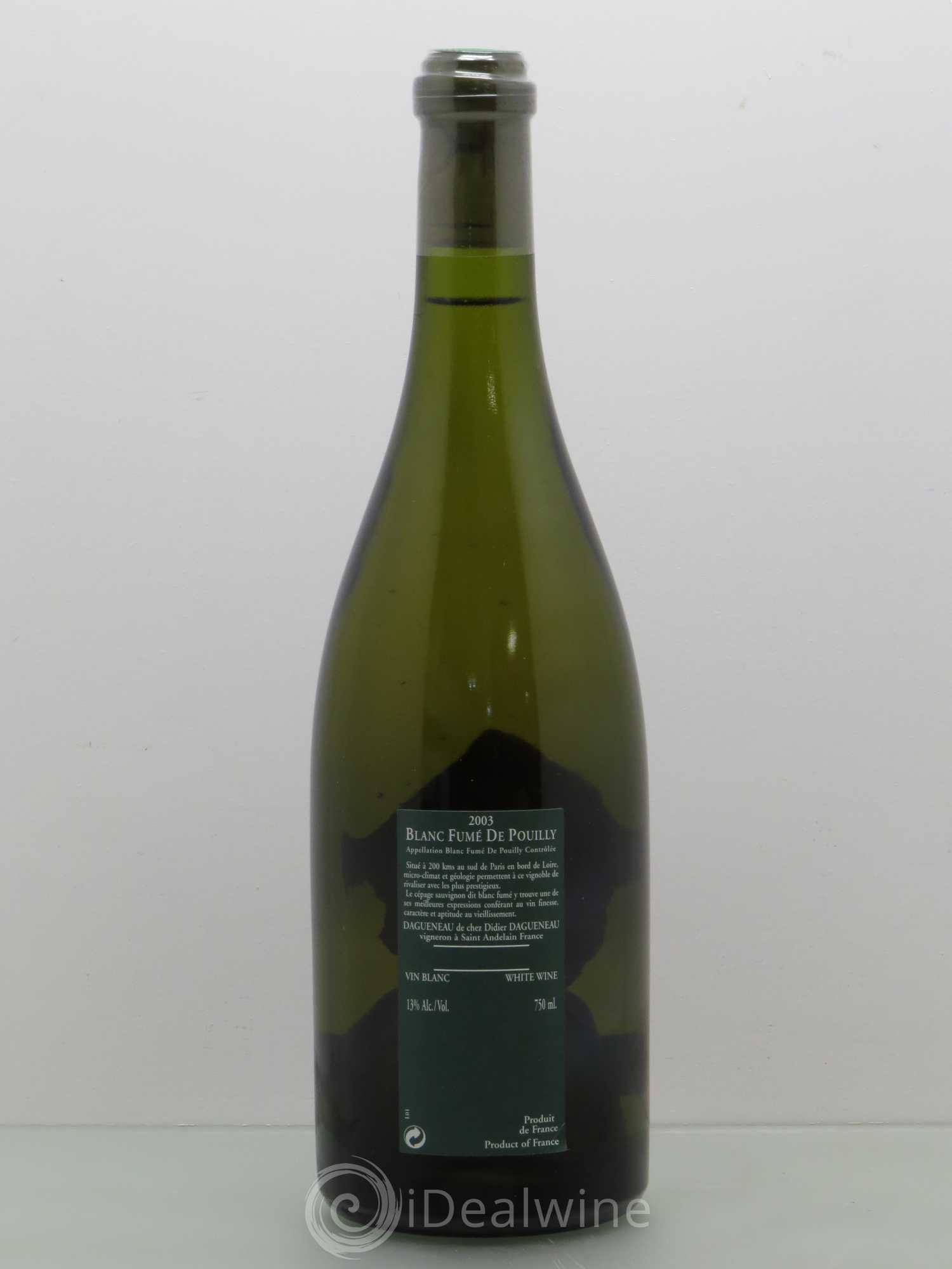 Vin de France (anciennement Pouilly-Fumé) Silex Dagueneau (Domaine Didier - Louis-Benjamin) 2003 - Lot de 1 bouteille - 1