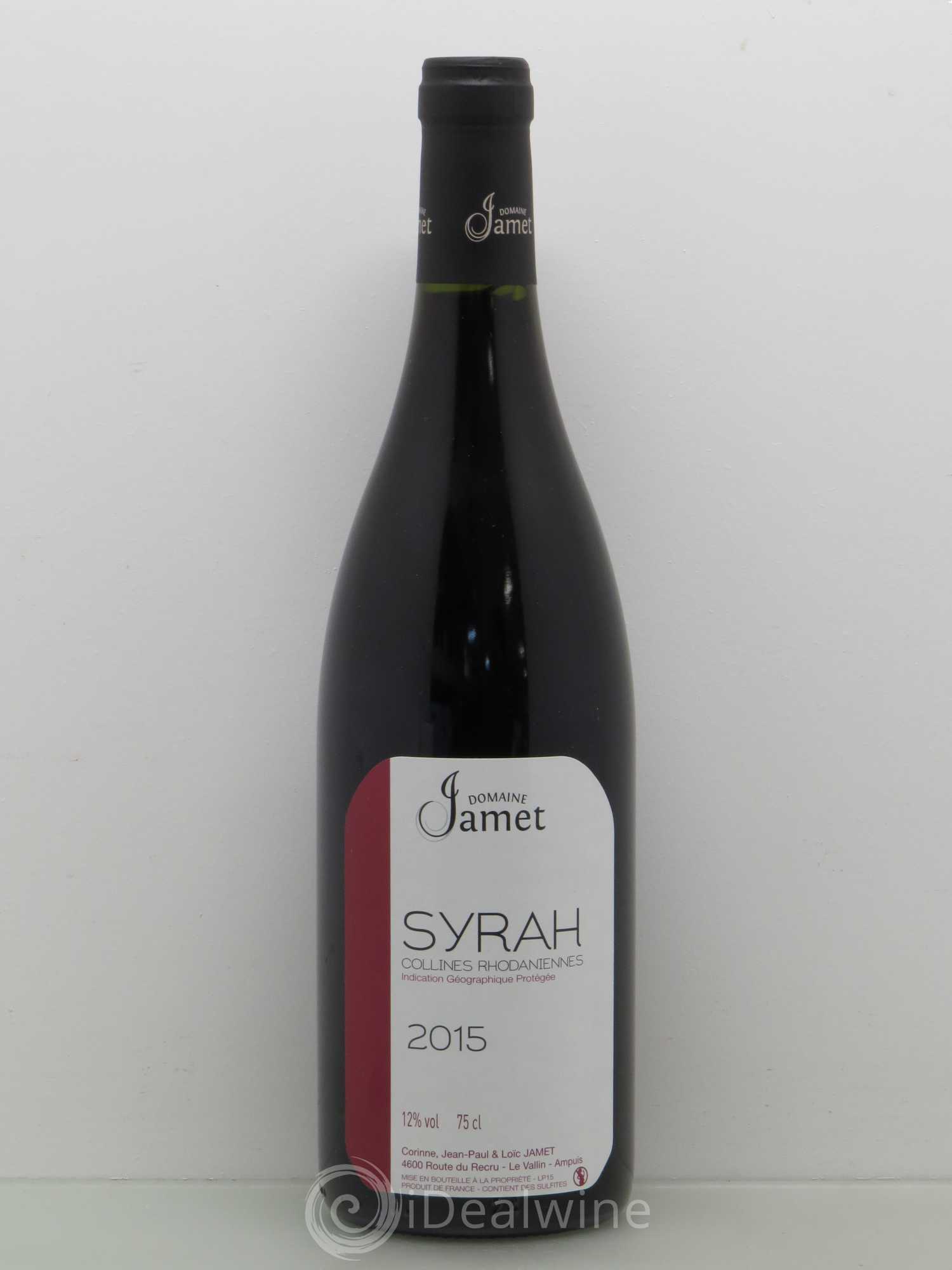 Rhône Collines Rhodaniennes IGP Jamet Syrah 2015 - Lot de 1 bouteille - 0