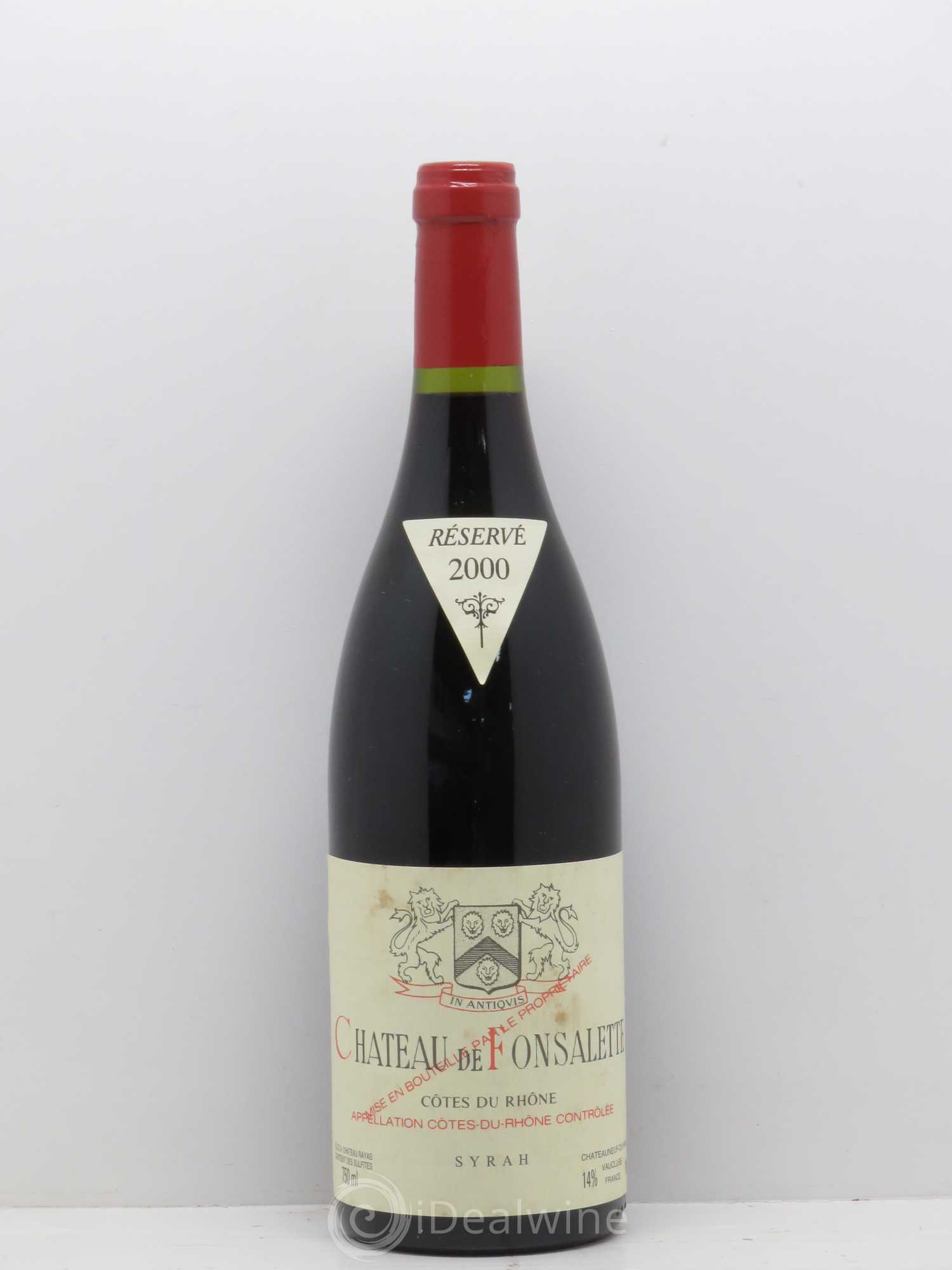 Côtes-du-Rhône Cuvée Syrah Château de Fonsalette 2000 - Lot de 1 bouteille - 0