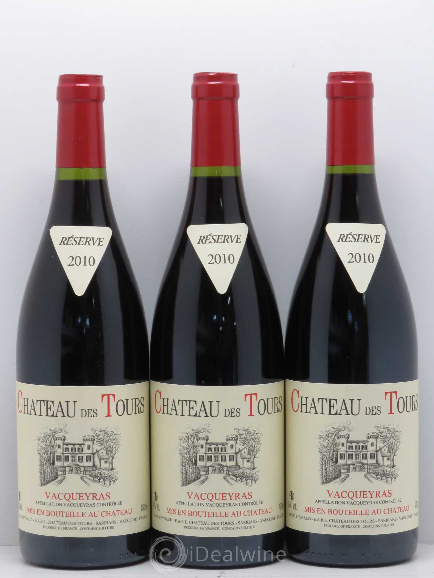 Vacqueyras Château des Tours Emmanuel Reynaud 2010 - Lot de 3 bouteilles - 0