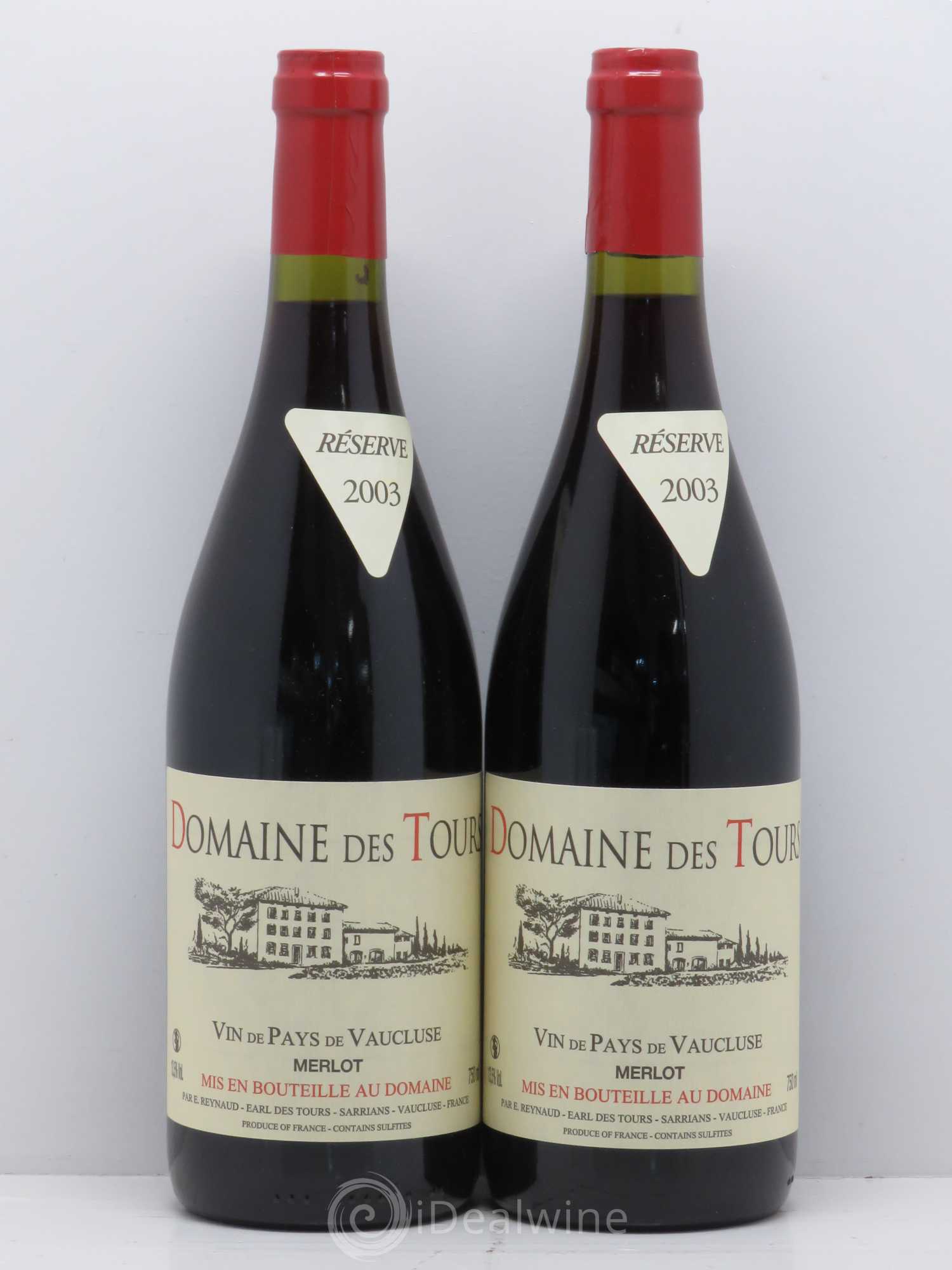 Vaucluse (Vin de Pays de Vaucluse) Domaine des Tours Emmanuel Reynaud Merlot 2003 - Lot de 2 bouteilles - 0