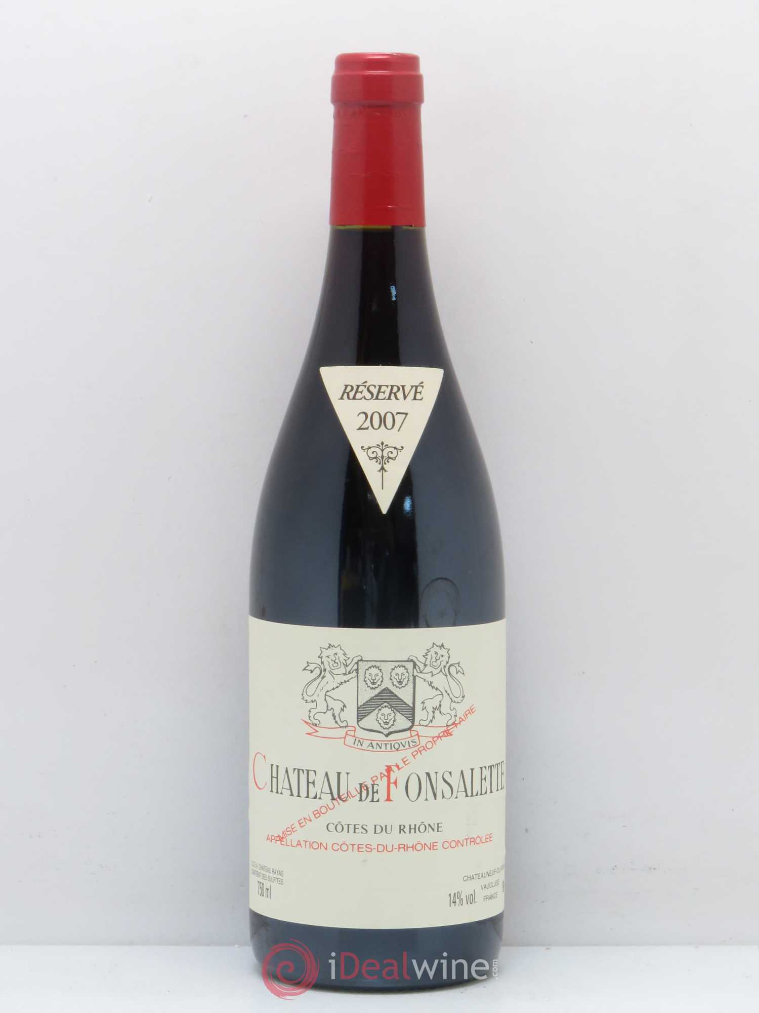 Côtes-du-Rhône Château de Fonsalette Emmanuel Reynaud 2007 - Lot de 1 bouteille - 0