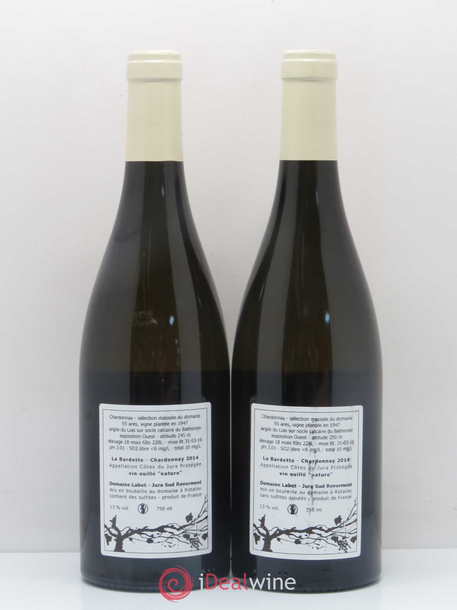 Côtes du Jura Chardonnay La bardette Labet 2014 - Posten von 2 Flaschen - 1