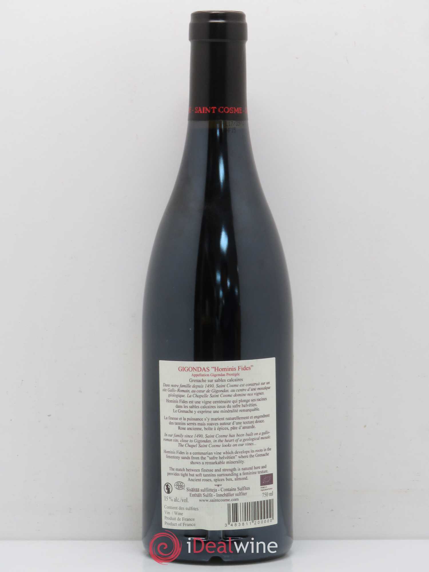 Gigondas Hominis Fides Saint Cosme 2015 - Lot de 1 bouteille - 1