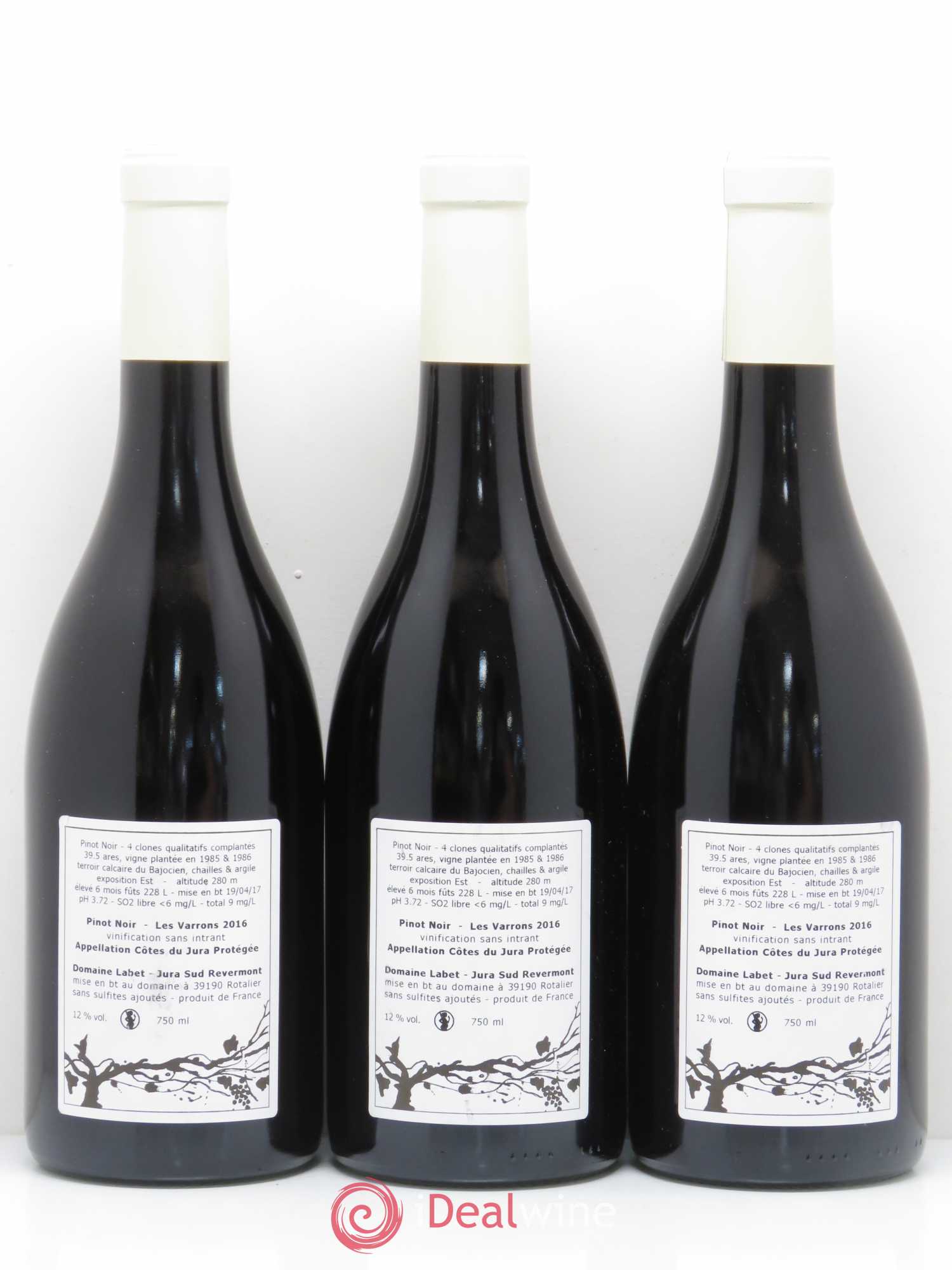 Côtes du Jura Les Varrons Pinot noir Labet 2016 - Posten von 3 Flaschen - 1