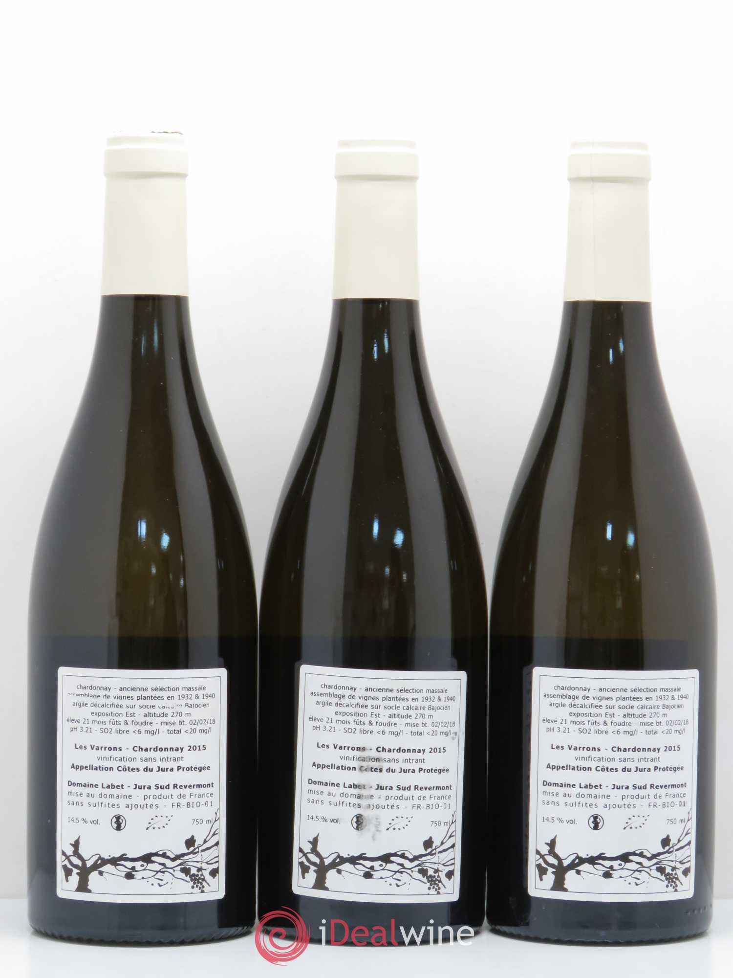 Côtes du Jura Chardonnay Les Varrons Labet 2015 - Posten von 3 Flaschen - 1