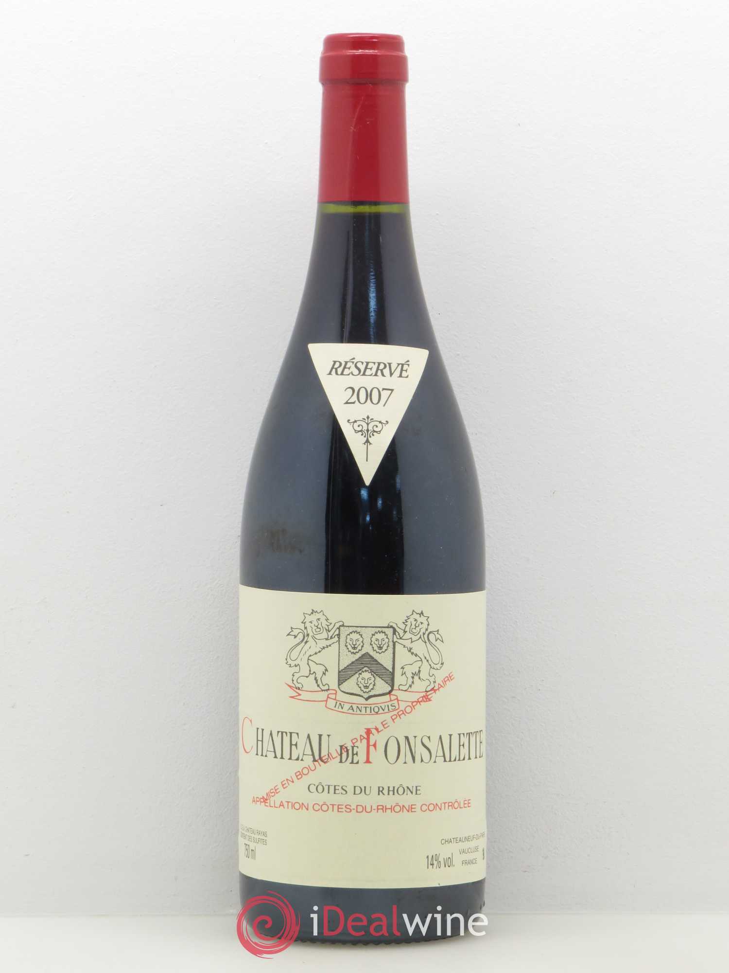 Côtes-du-Rhône Château de Fonsalette Emmanuel Reynaud 2007 - Lot de 1 bouteille - 0