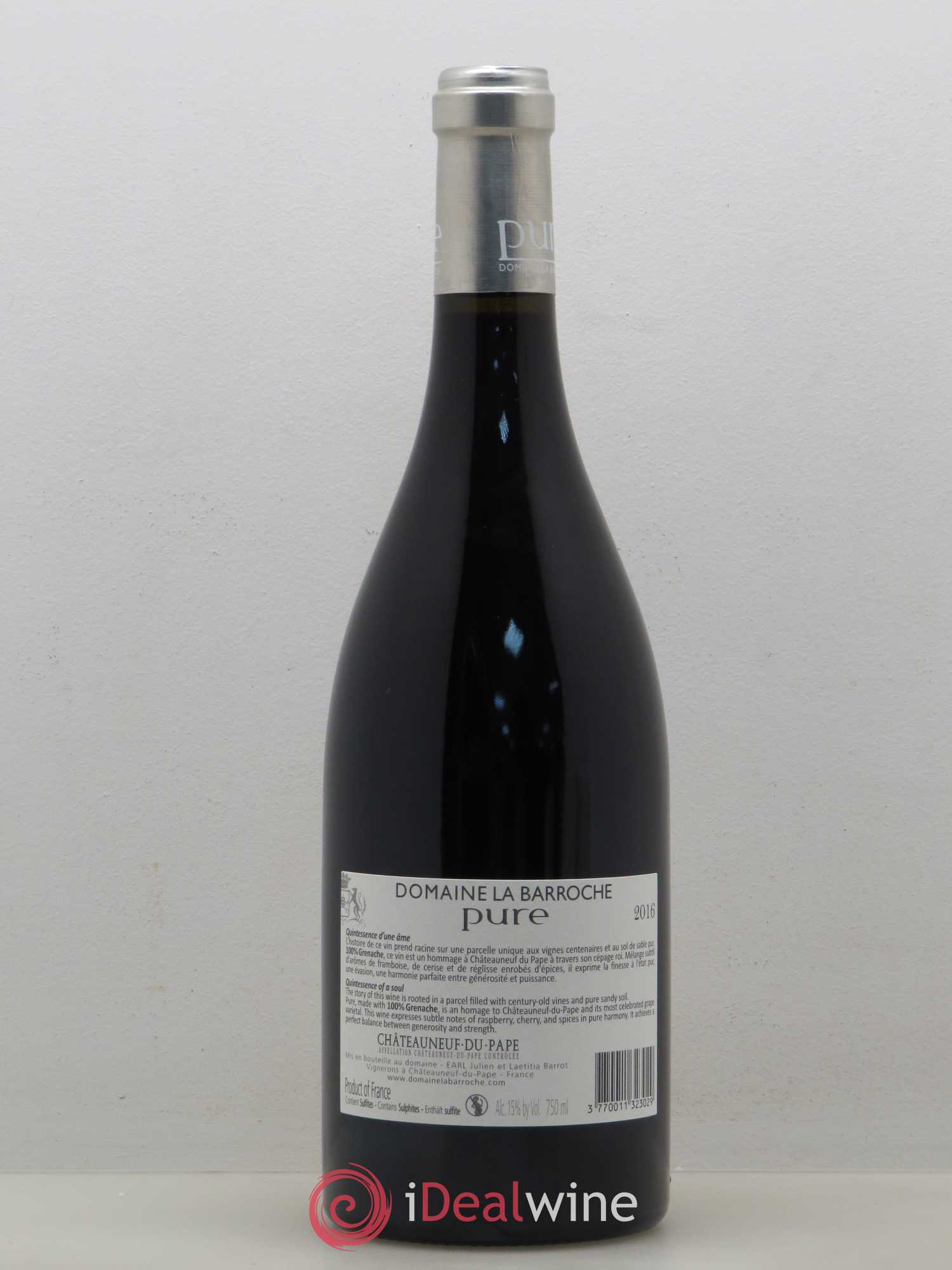 Châteauneuf-du-Pape Cuvée Pure Domaine La Barroche 2016 - Lot de 1 bouteille - 1