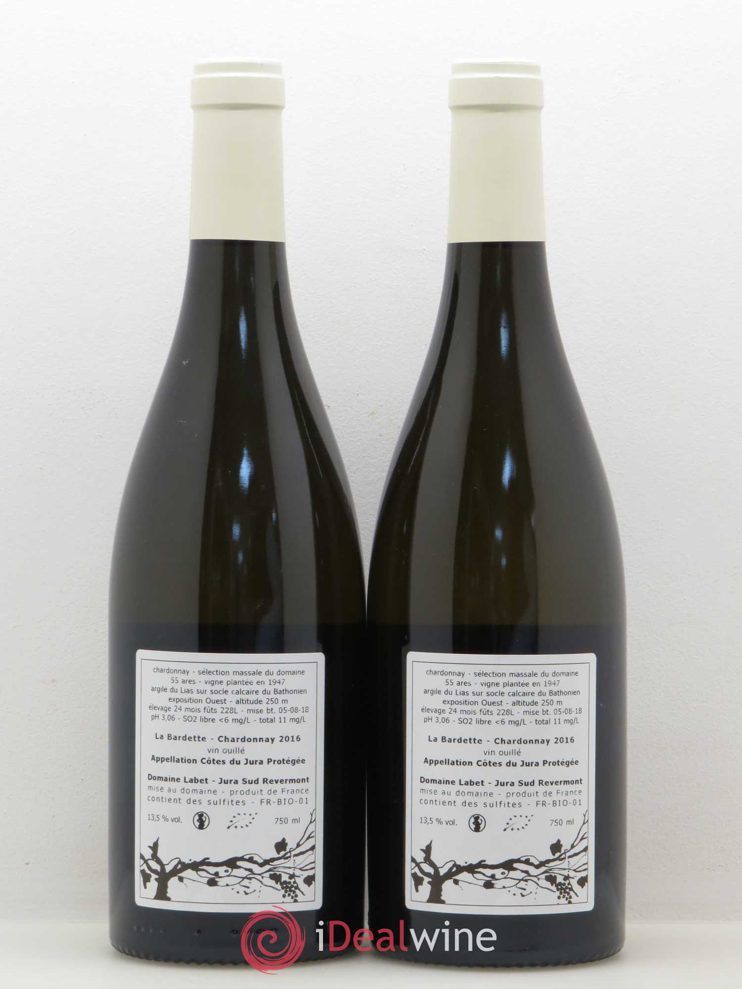 Côtes du Jura Chardonnay La Bardette Domaine Labet 2016 - Lotto di 2 bottiglie - 1