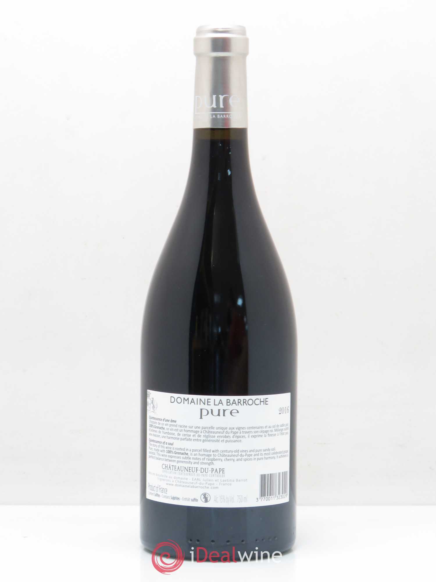 Châteauneuf-du-Pape Cuvée Pure Domaine La Barroche 2016 - Lot de 1 bouteille - 1