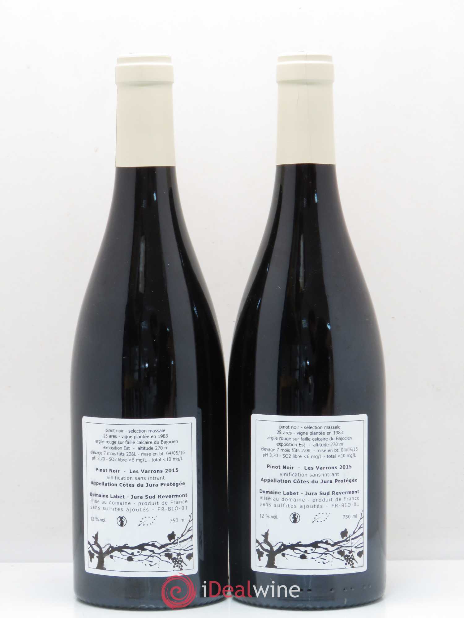 Côtes du Jura Pinot noir Séléctions massales Les Varrons Domaine Labet 2015 - Posten von 2 Flaschen - 1