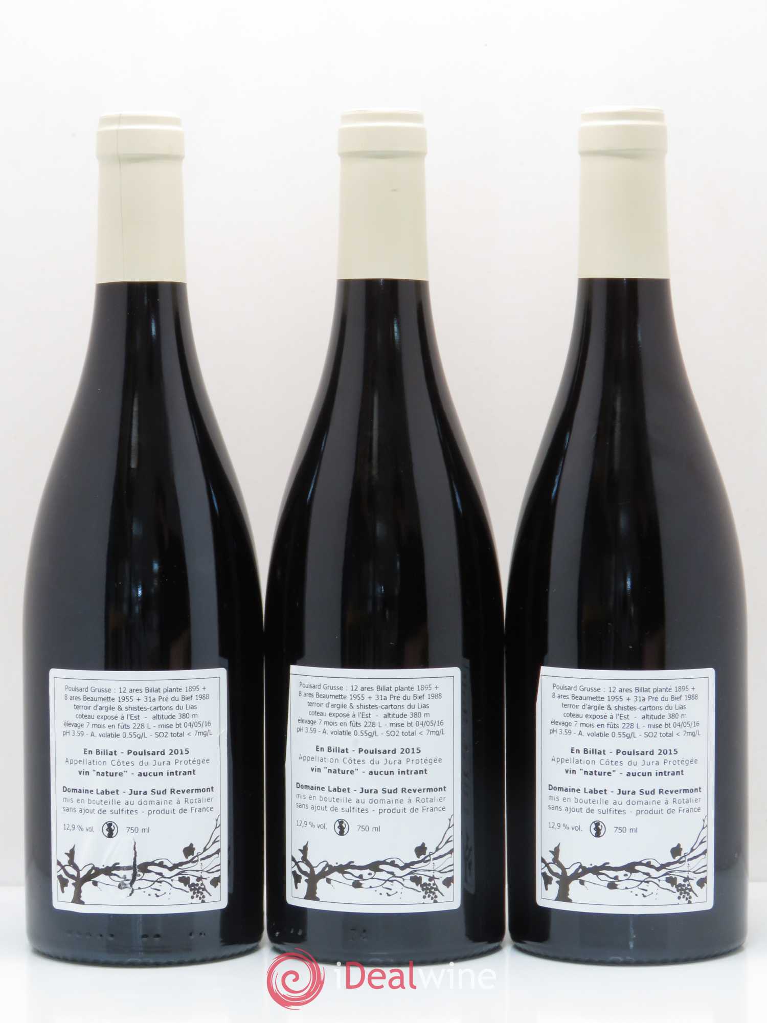 Côtes du Jura Poulsard En Billat Domaine Labet 2015 - Posten von 3 Flaschen - 1