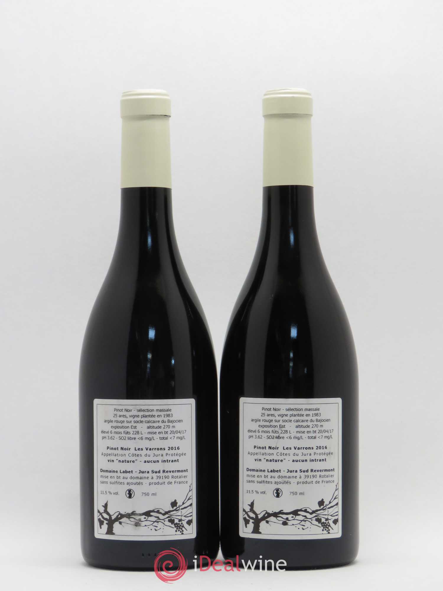 Côtes du Jura Pinot Noir Les Varrons Sélection Massale Romain - Julien - Charline Labet Selections massales 2016 - Lot de 2 bouteilles - 1