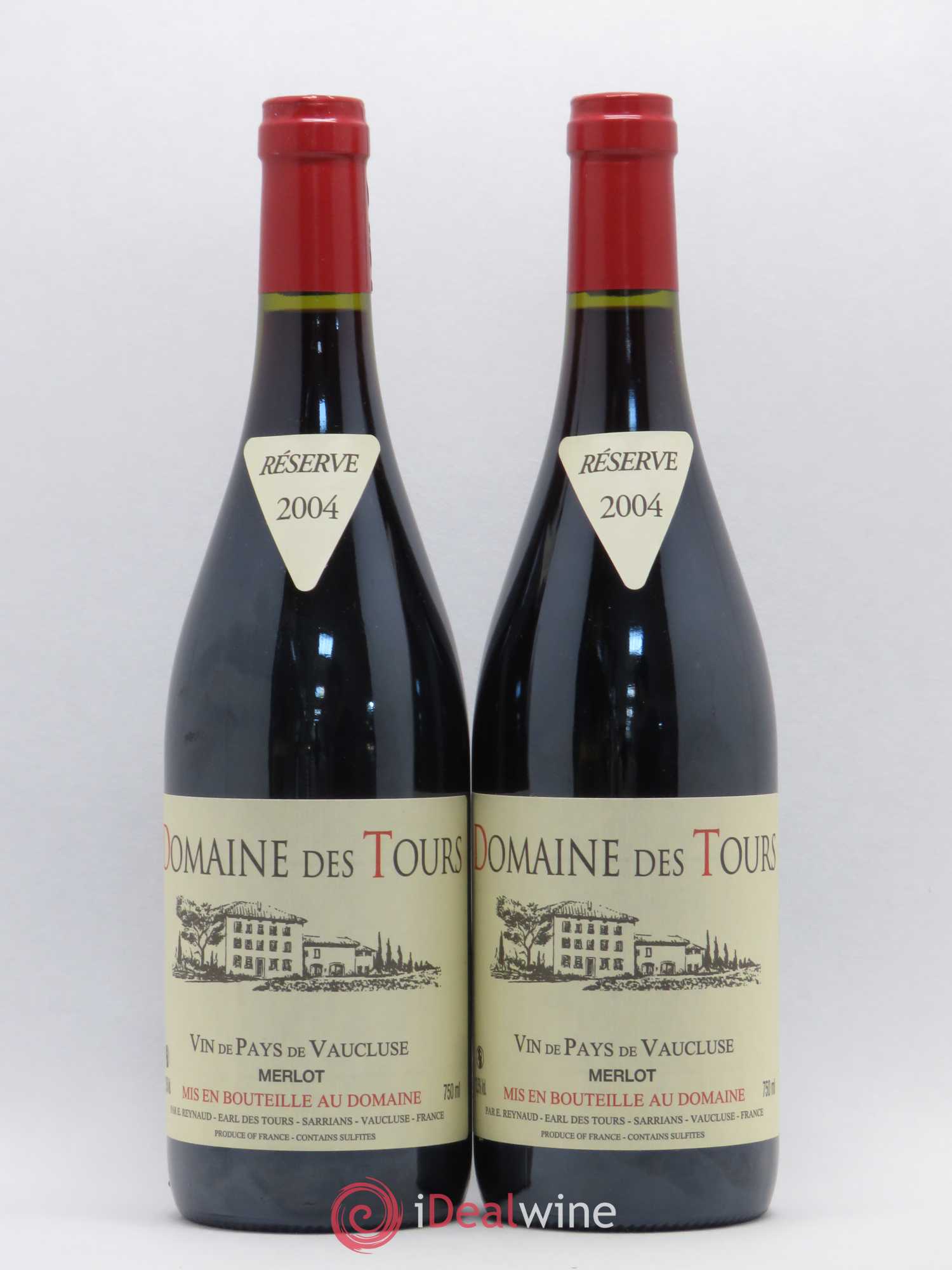 Vaucluse (Vin de Pays de Vaucluse) Domaine des Tours Emmanuel Reynaud Merlot 2004 - Lot de 2 bouteilles - 0