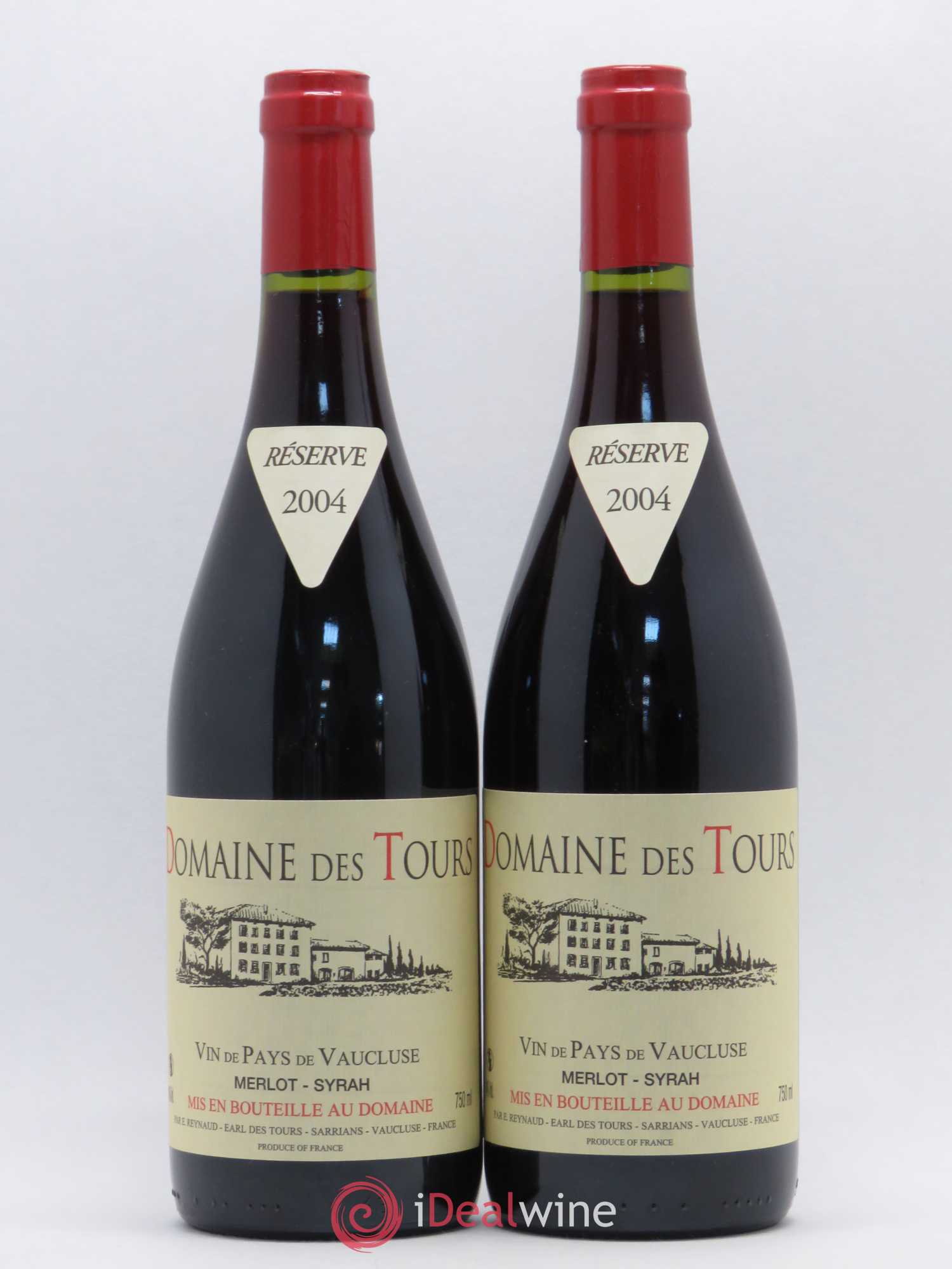 Vaucluse (Vin de Pays de Vaucluse) Domaine des Tours Emmanuel Reynaud Merlot-Syrah 2004 - Lot de 2 bouteilles - 0