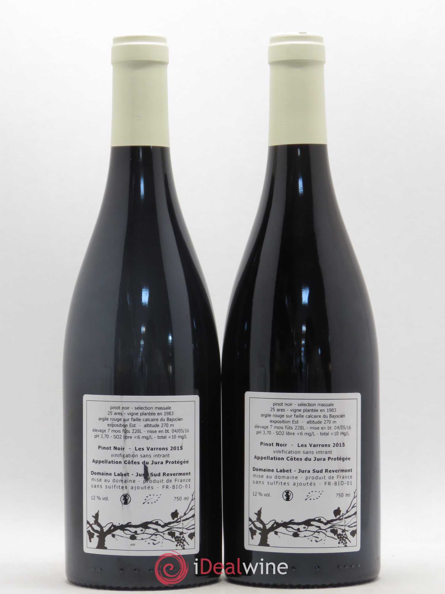 Côtes du Jura Pinot Noir Les Varrons Sélection Massale Romain - Julien - Charline Labet 2015 - Lot de 2 bouteilles - 1