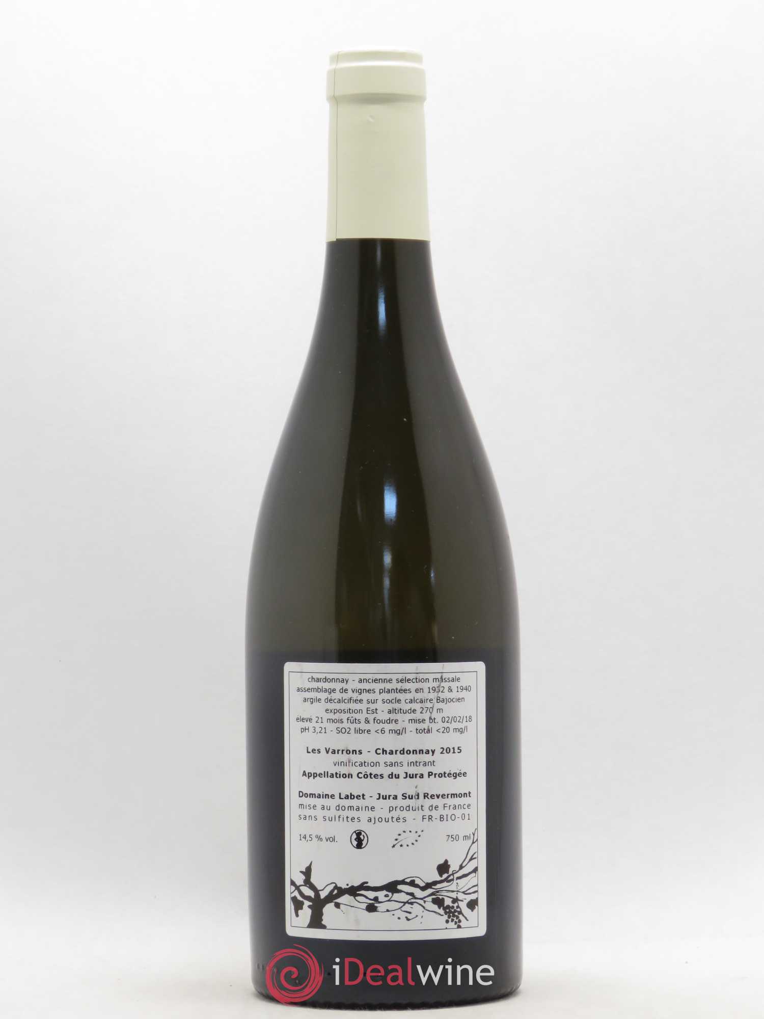 Côtes du Jura Chardonnay Les Varrons Romain - Julien - Charline Labet 2015 - Lot de 1 bouteille - 1