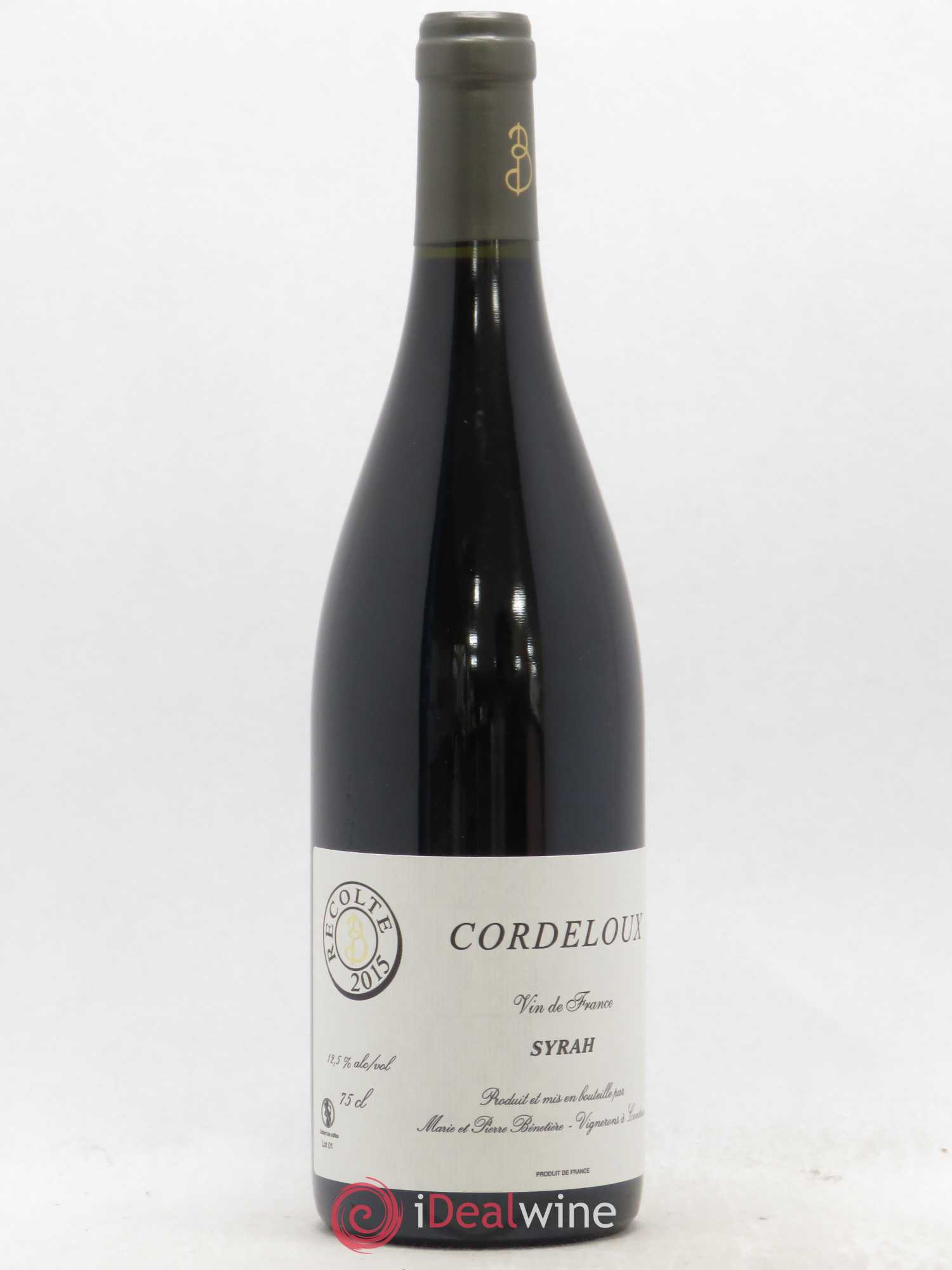 Vin de France Syrah Cordeloux Marie et Pierre Bénetière 2015 - Posten von 1 Flasche - 0