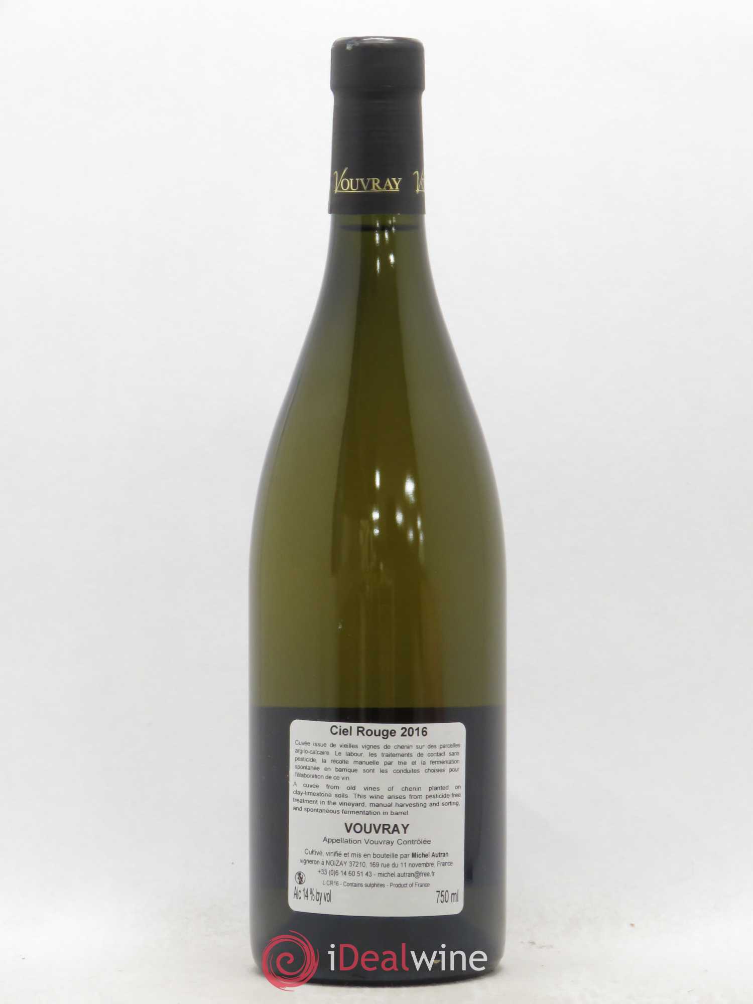 Vouvray Ciel rouge Michel Autran 2016 - Posten von 1 Flasche - 1