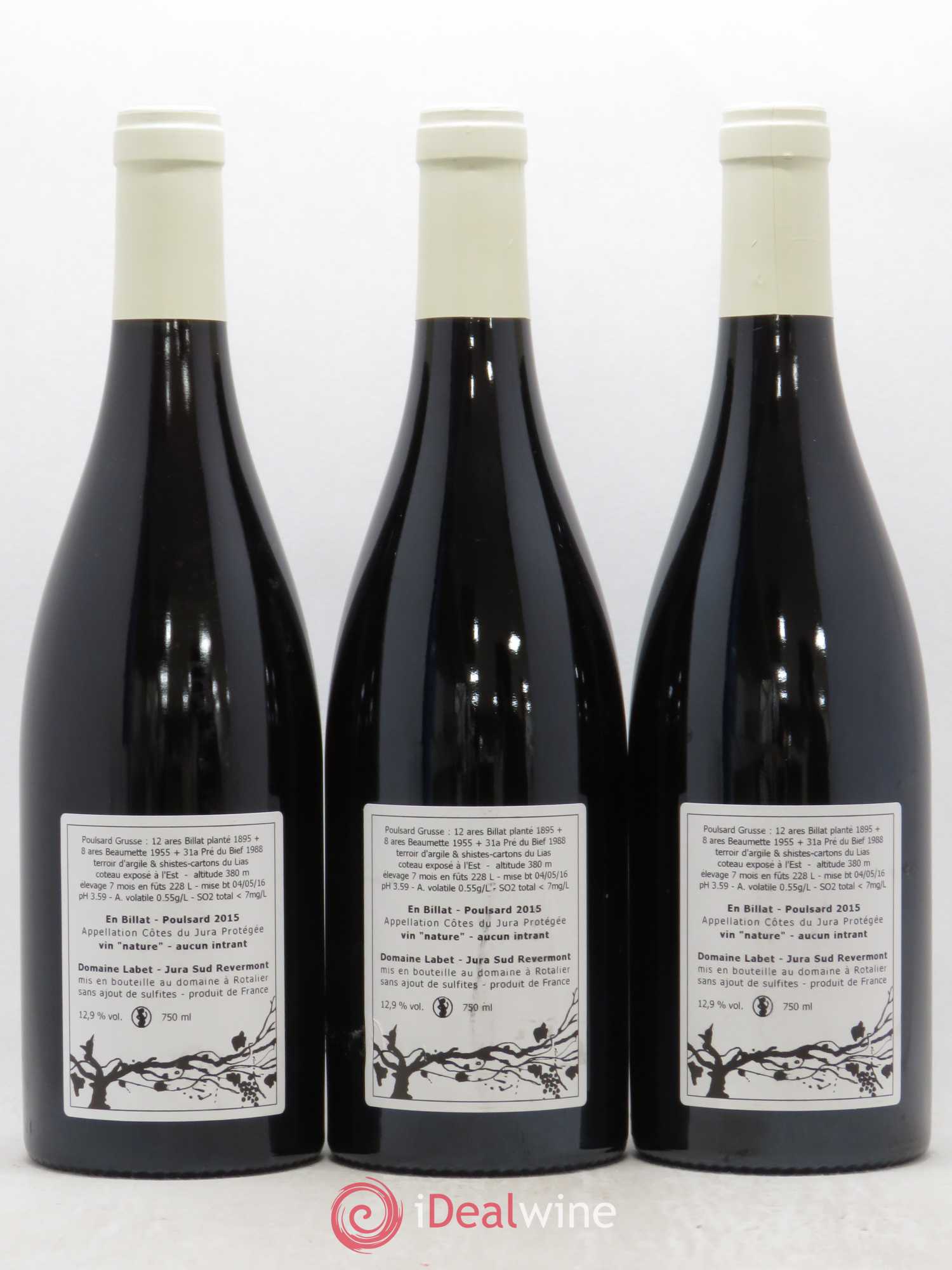 Côtes du Jura Poulsard En Billat Romain - Julien  - Charline Labet 2015 - Lotto di 3 bottiglie - 1