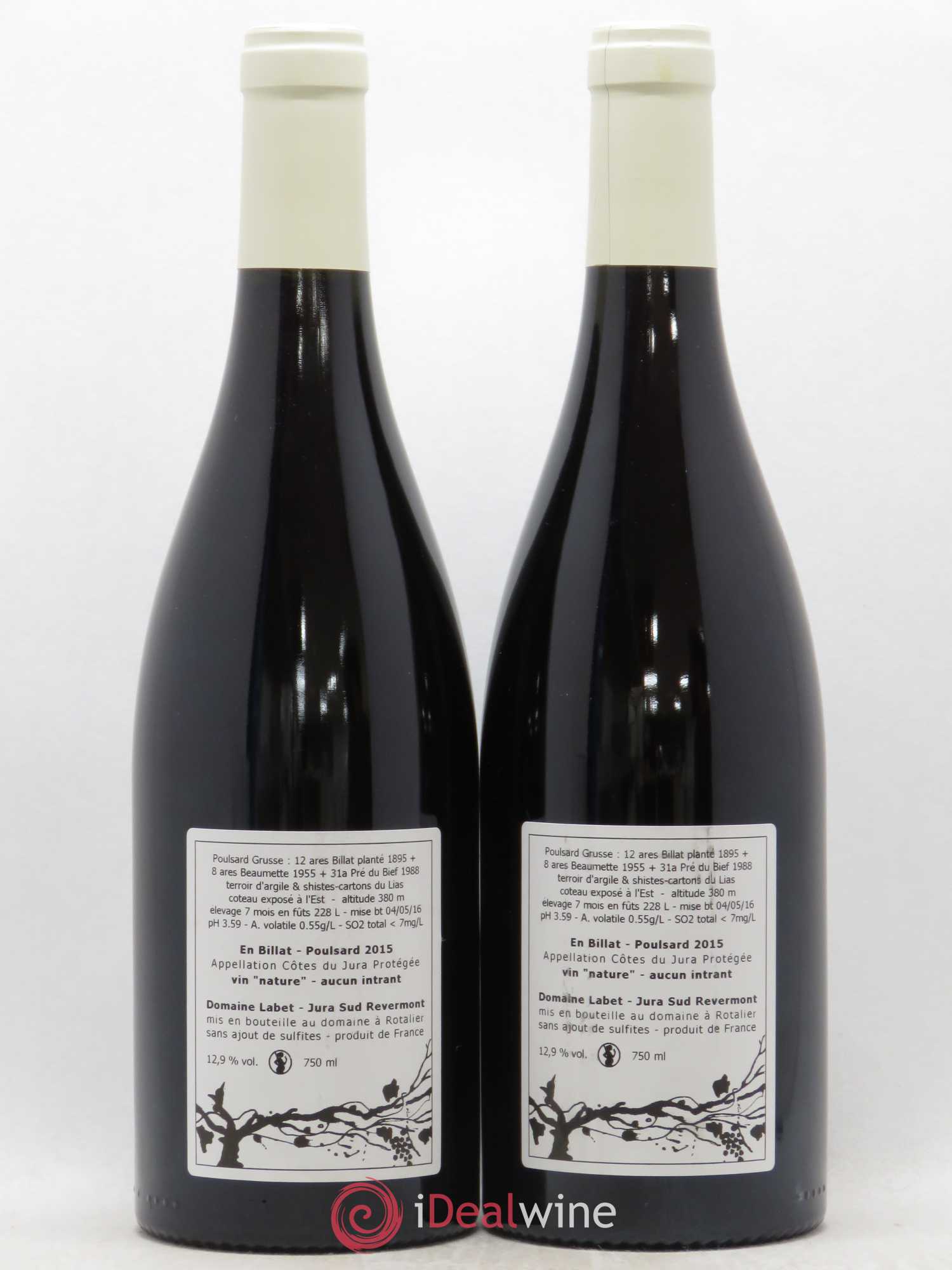 Côtes du Jura Poulsard En Billat Romain - Julien - Charline Labet 2015 - Lot de 2 bouteilles - 1