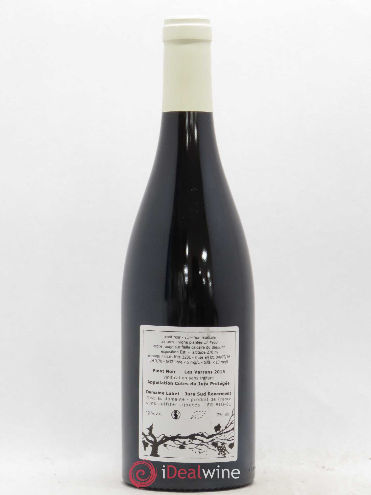 Côtes du Jura Pinot Noir Les Varrons Sélection Massale Romain - Julien - Charline Labet 2015 - Lot de 1 bouteille - 1