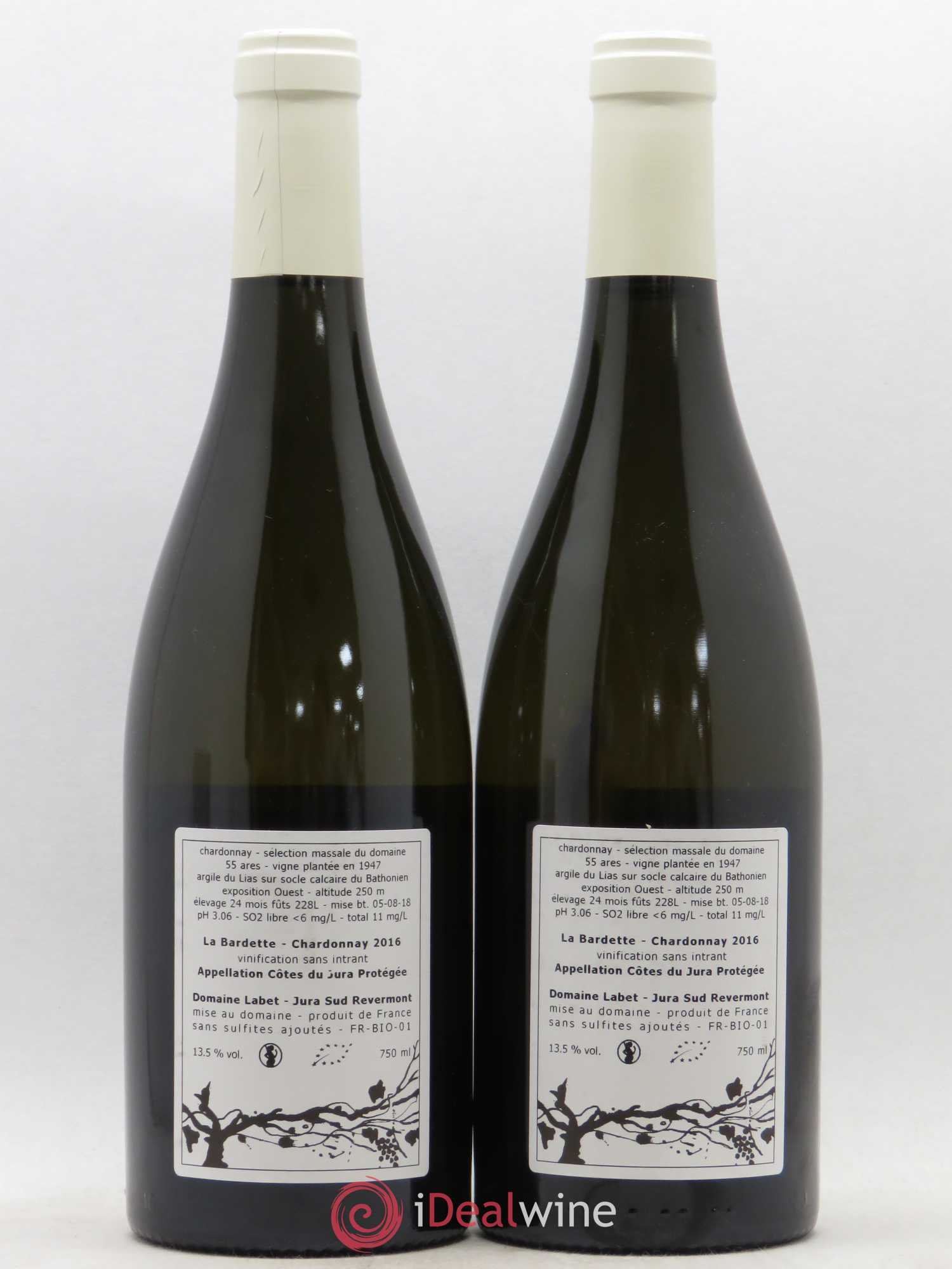 Côtes du Jura Chardonnay La Bardette Romain - Julien  - Charline Labet 2016 - Lot de 2 bouteilles - 1