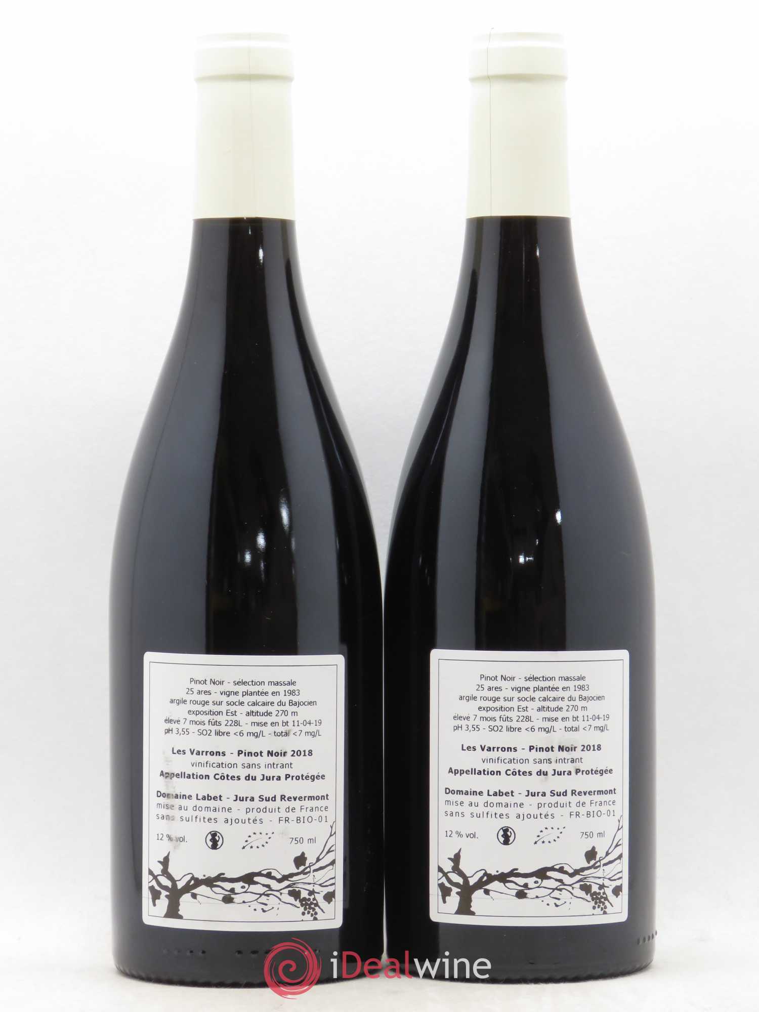 Côtes du Jura Pinot Noir Les Varrons Sélection Massale Romain - Julien - Charline Labet Séléctions massales 2018 - Lot de 2 bouteilles - 1