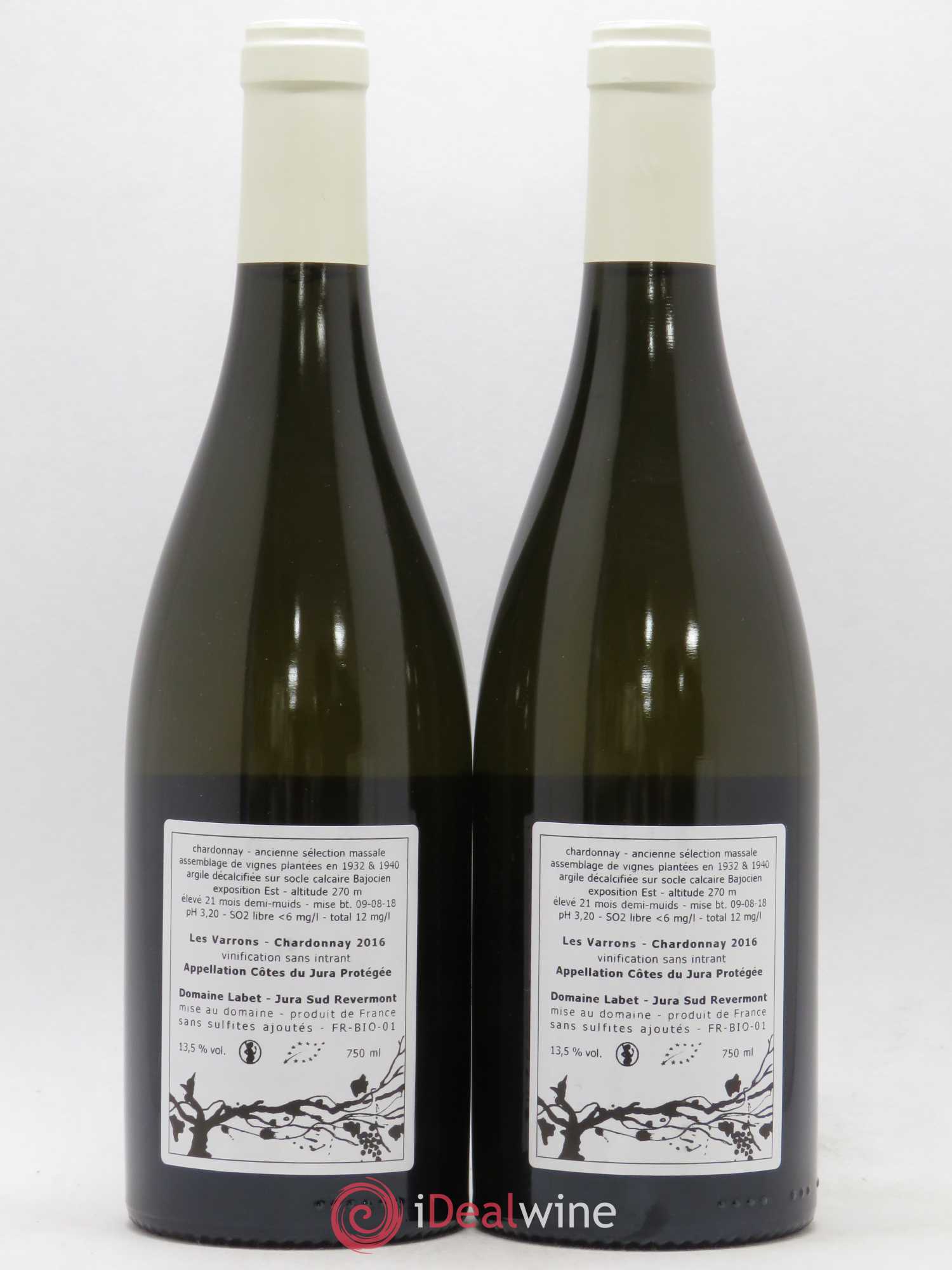 Côtes du Jura Chardonnay Les Varrons Romain - Julien - Charline Labet 2016 - Lot de 2 bouteilles - 1