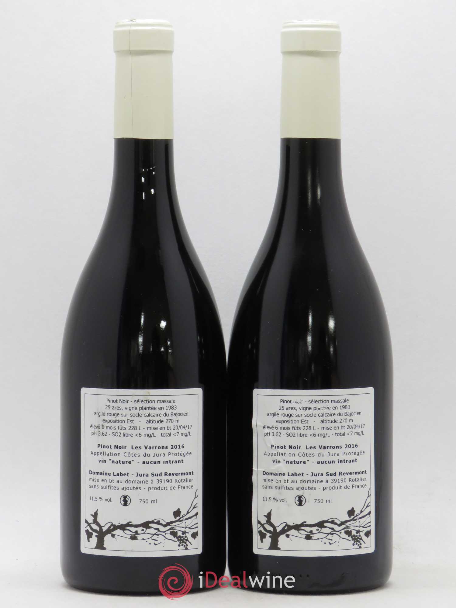 Côtes du Jura Pinot Noir Les Varrons Sélection Massale Romain - Julien  - Charline Labet 2016 - Lot de 2 bouteilles - 1