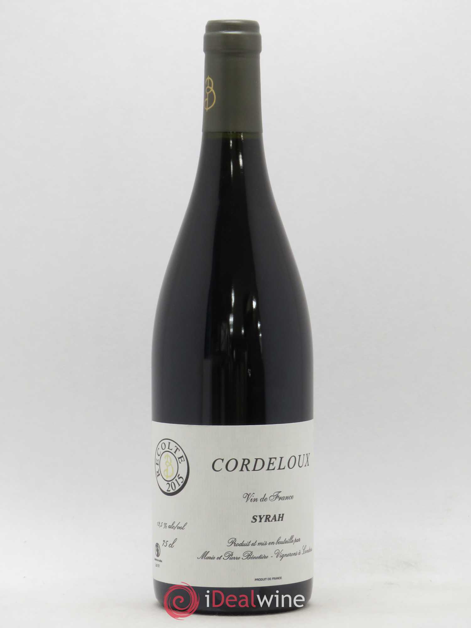 Vin de France Syrah Cordeloux Marie et Pierre Bénetière 2015 - Posten von 1 Flasche - 0