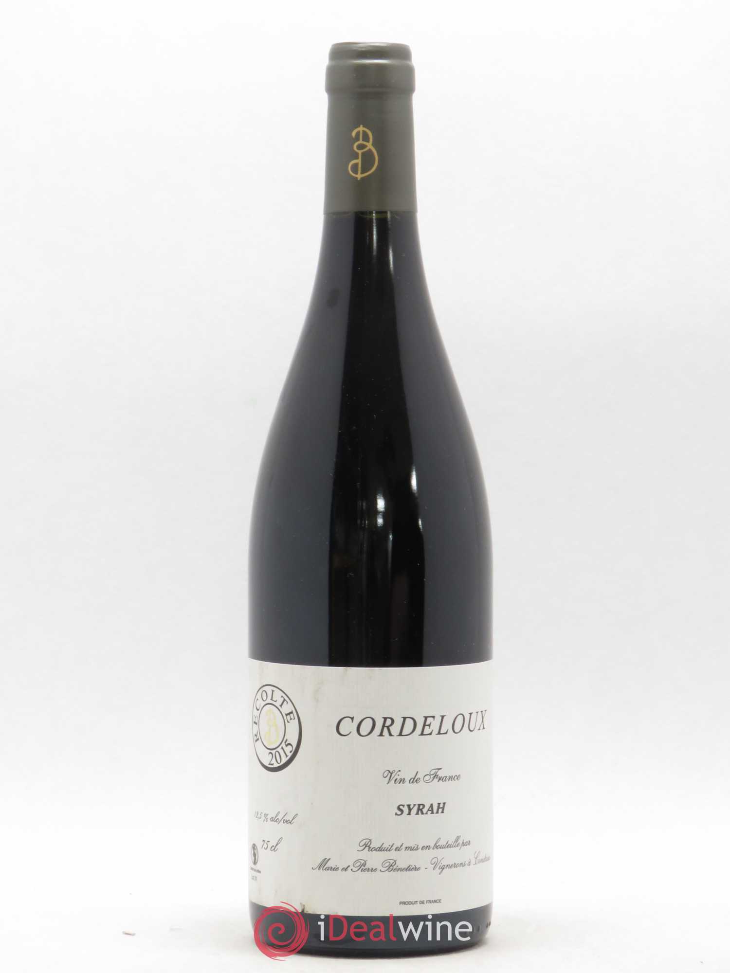 Vin de France Syrah Cordeloux Domaine Marie et Pierre Benetière 2015 - Posten von 1 Flasche - 0