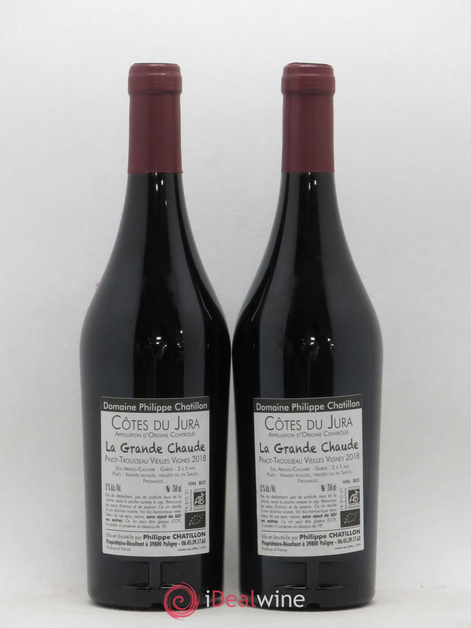 Côtes du Jura La Grande Chaude Philippe Chatillon 2018 - Lot de 2 bouteilles - 1
