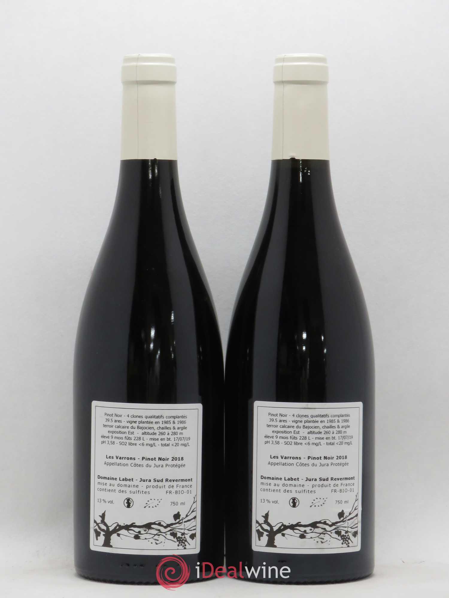 Côtes du Jura Pinot Noir Les Varrons Sélection Massale Romain - Julien - Charline Labet 2018 - Lot de 2 bouteilles - 1