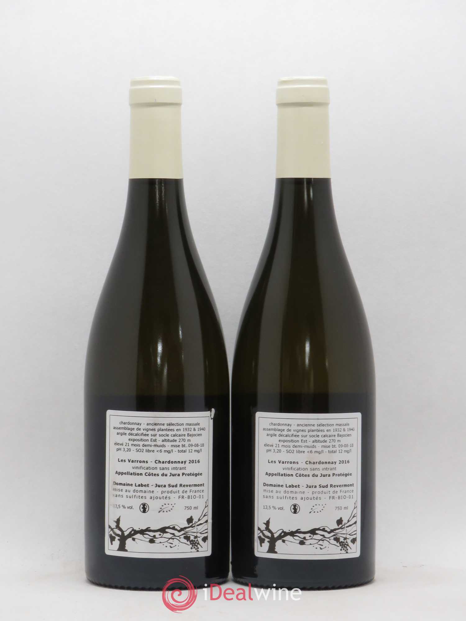 Côtes du Jura Chardonnay Les Varrons Romain - Julien - Charline Labet 2016 - Lot de 2 bouteilles - 1