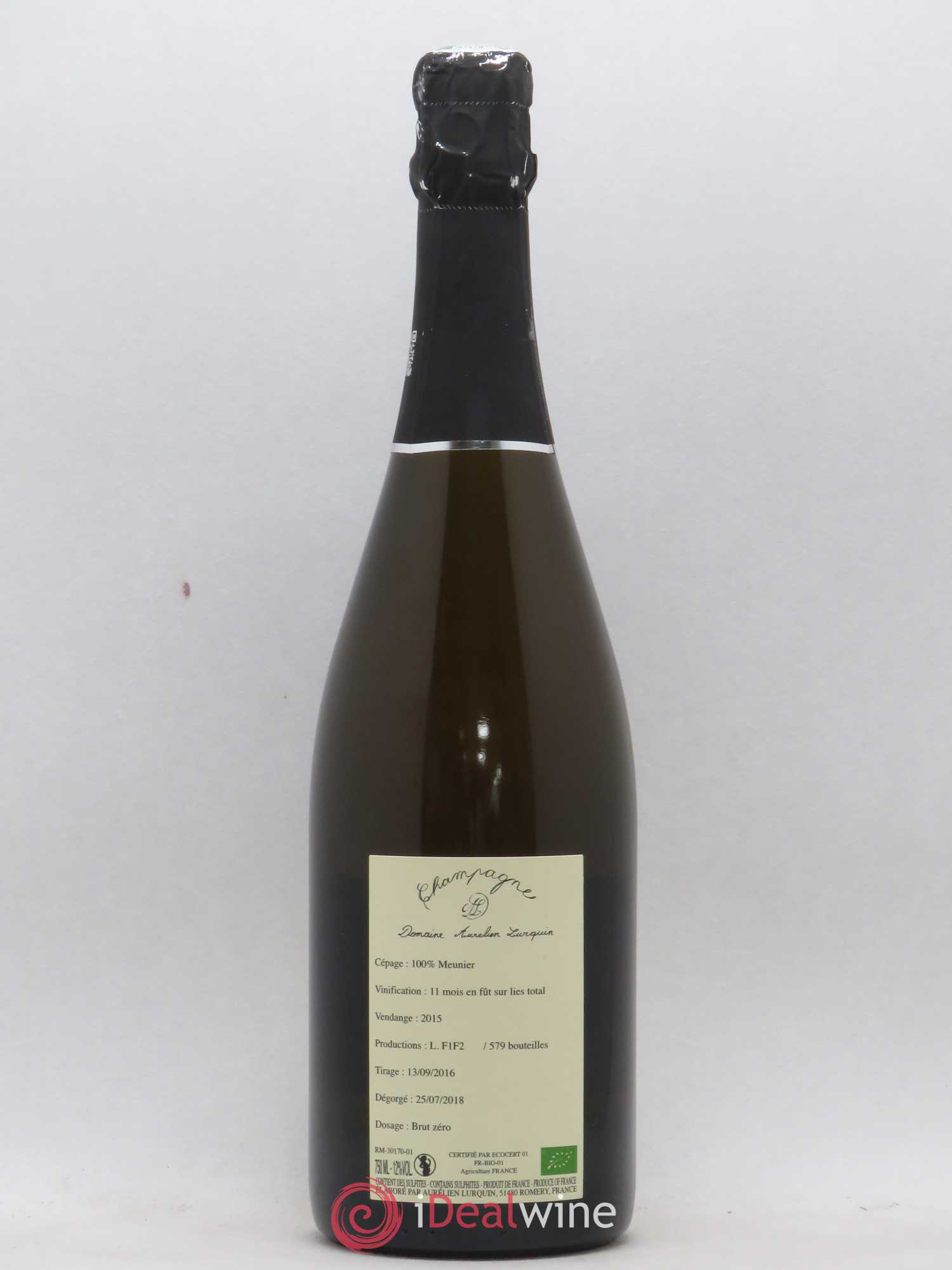Champagne Meunier Les Crayeres Du Levant Aurelien Lurquin 2015 - Lot of 1 bottle - 1